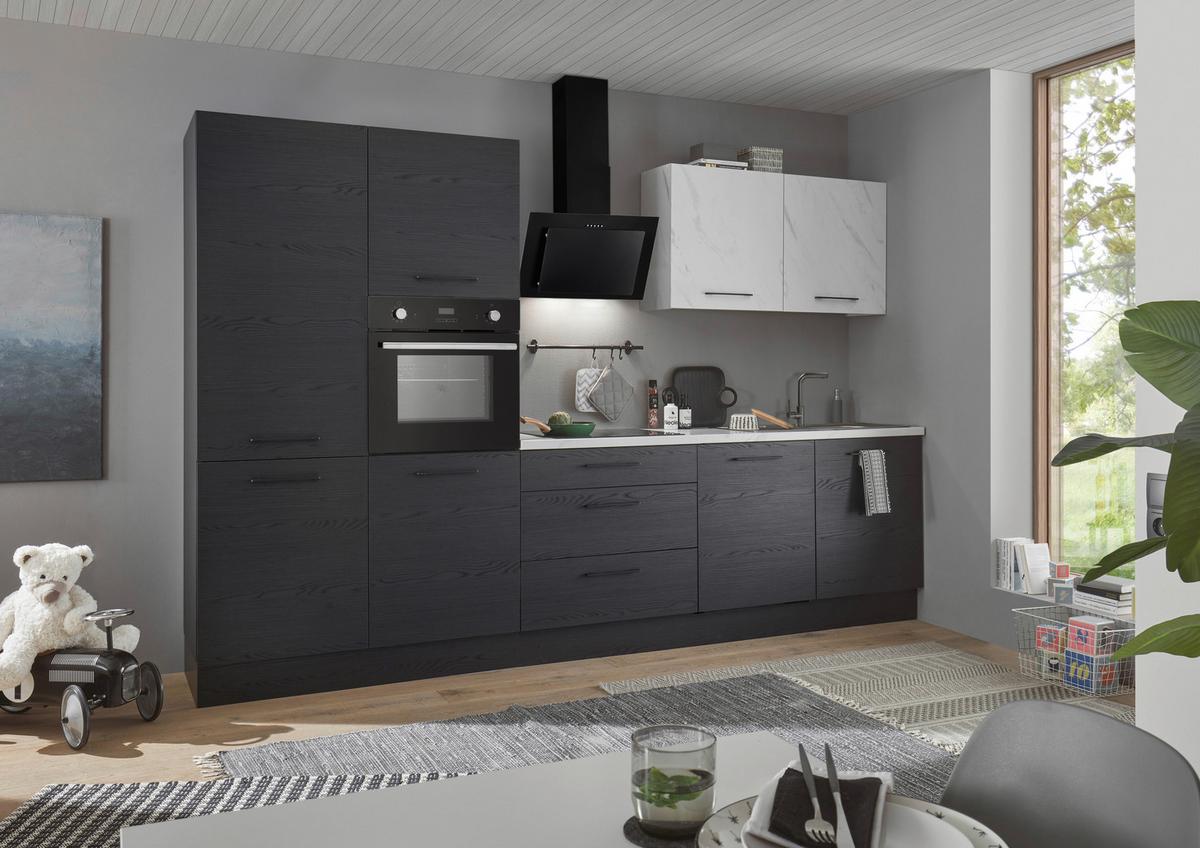 Küchenblock New York Zb 320 Black Eb - Graphitfarben/Weiß, Design, Holzwerkstoff (320cm) - MID.YOU