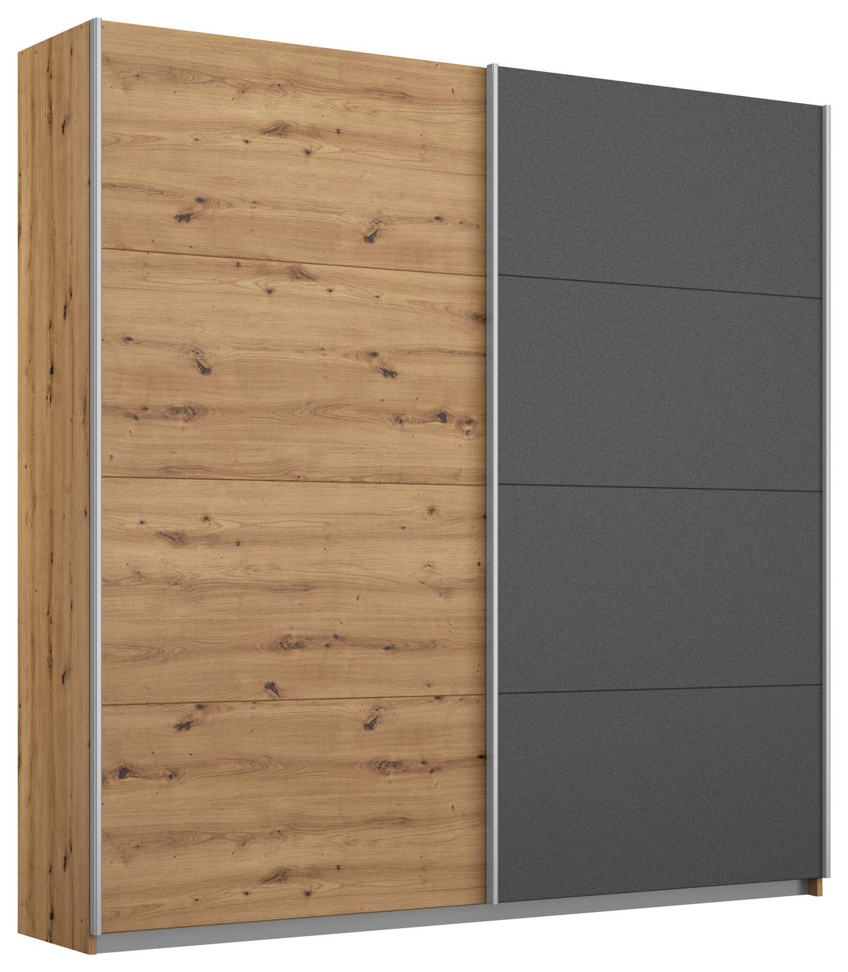 Schwebetürenschrank Subito - Graphitfarben/Eiche Artisan, MODERN, Holzwerkstoff (181/197/61cm) - Rauch Möbel