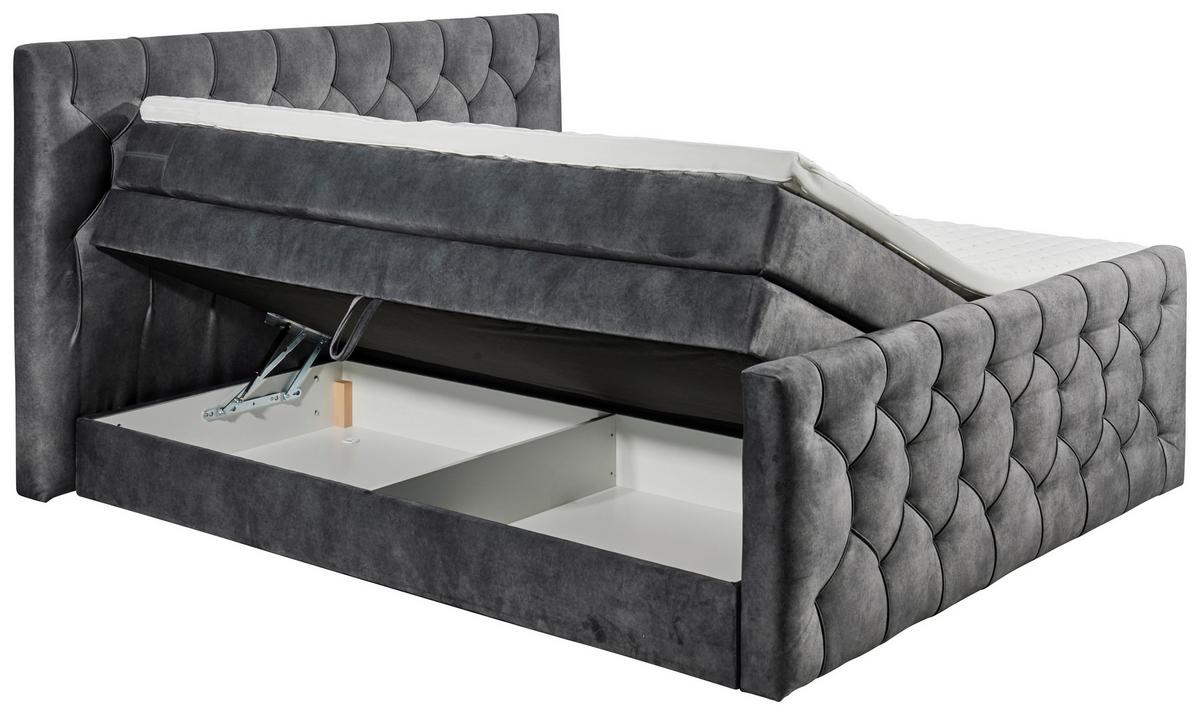 Boxspringbett Mit Topper 180x200 Cm Cashfield - Anthrazit/Schwarz, MODERN, Holzwerkstoff/Textil (180/200cm) - MID.YOU