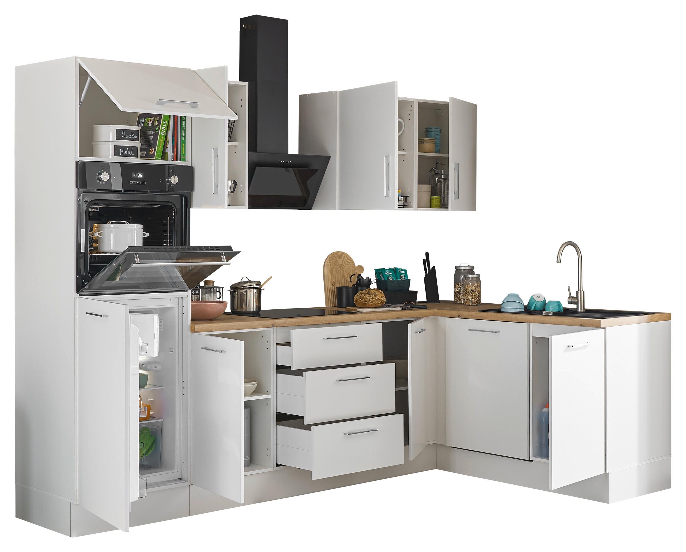 Eckküche Turin Weiß/Eiche Dekor 280x175 cm - Weiß/Eiche Artisan, Basics, Holzwerkstoff (280/175cm) - MID.YOU