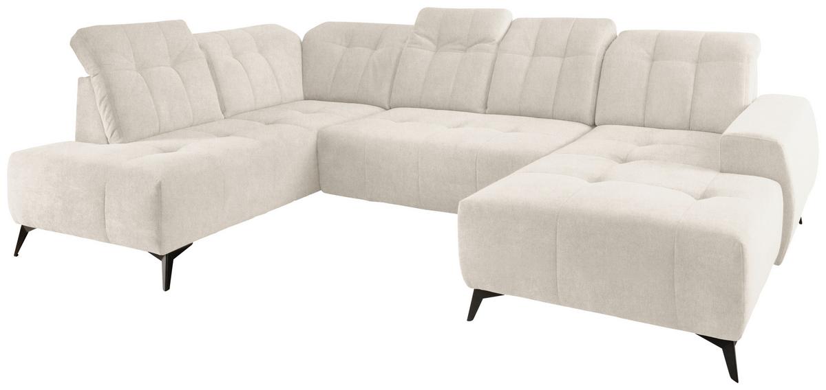 Ecksofa, Sitzvorzug Elektrisch Sano, Creme, 200x337x180 Cm - Creme/Schwarz, MODERN, Textil (200/337/180cm) - Livetastic