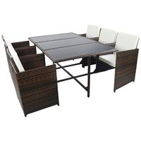 Gartenmöbel Set 7-Tlg. Raloso Metall/Kunststoff/Glas - Creme/Braun, MODERN, Glas/Kunststoff - Ambia Garden