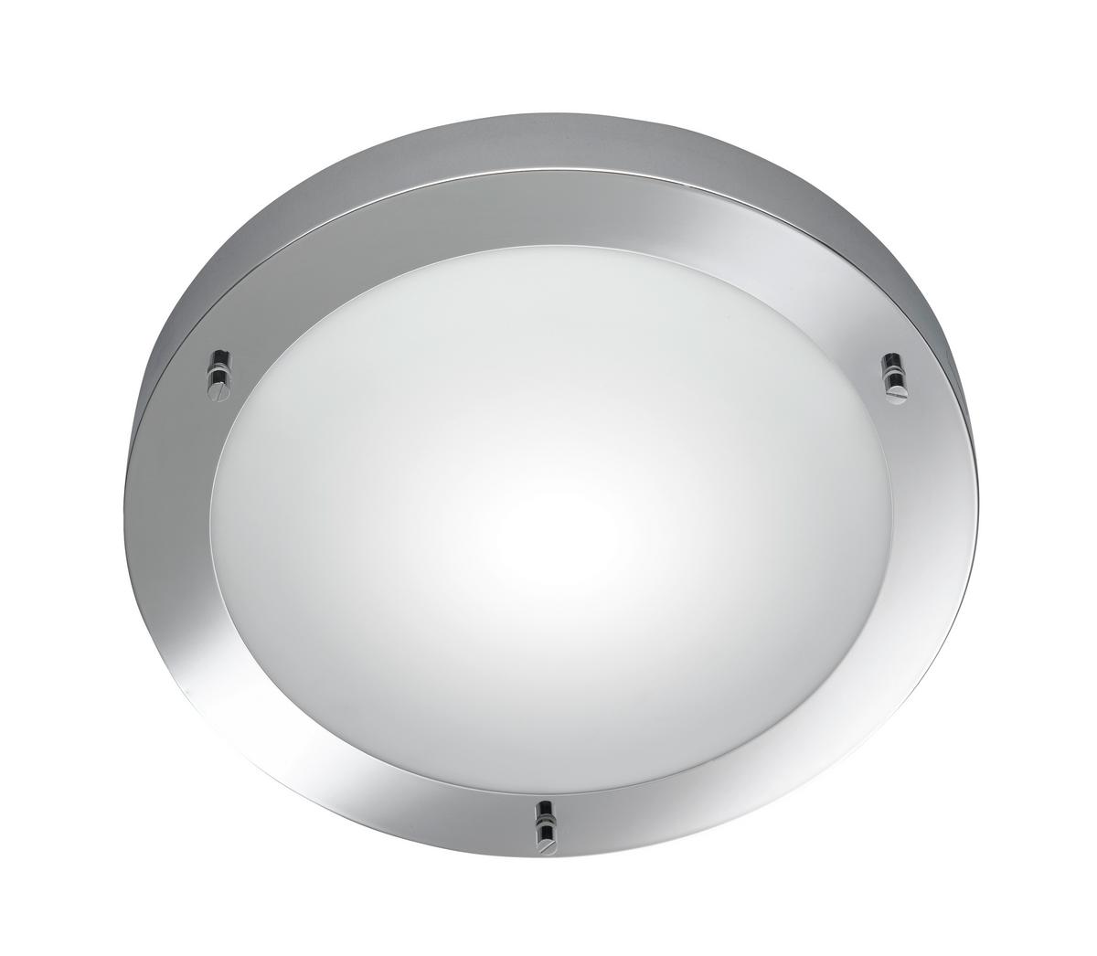 Deckenleuchte Ip44 Ø 31,5 cm 1-Flammig Rund Opalglas Matt - Chromfarben/Weiß, Basics, Glas/Metall (31,5/8,0cm) - Trio Leuchten