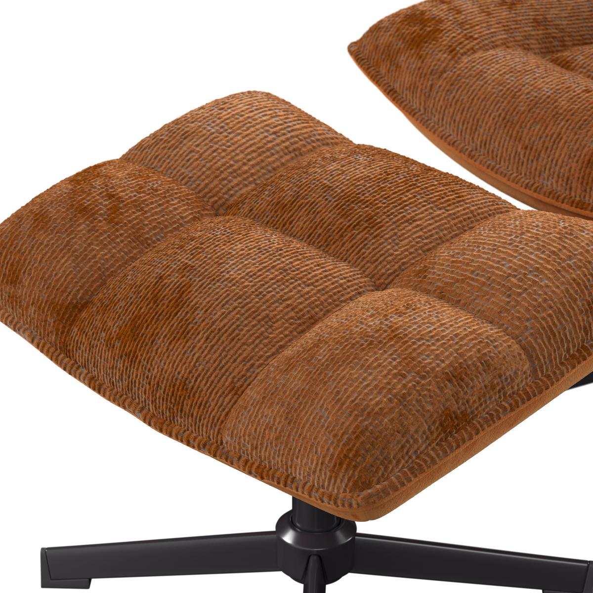 Relaxsessel Sofia Chenille orange, B: 77 cm - Schwarz/Orange, MODERN, Textil/Metall (77/88/94cm)