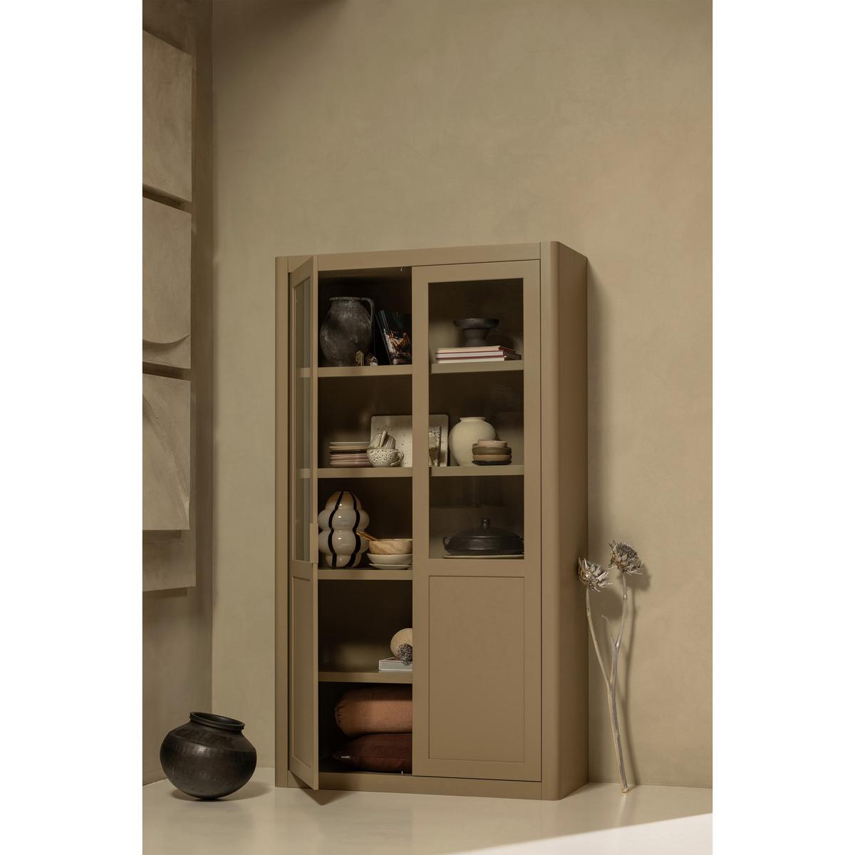 Vitrine Gunnar Schlammfarben B: 120 cm - Schlammfarben, Design, Holz (120/217/48cm) - Livetastic