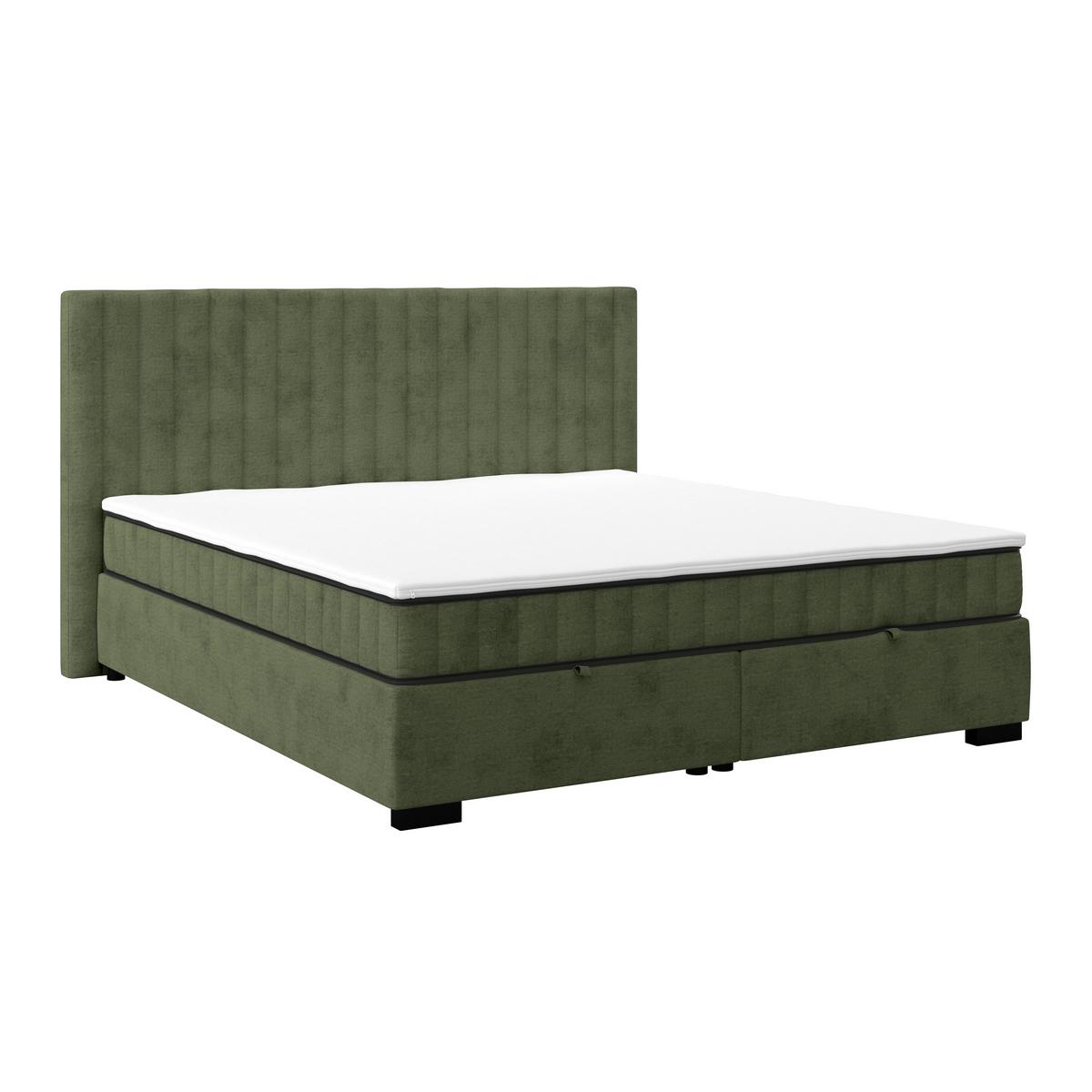 Boxbett Maya 200 - Schwarz/Olivgrün, MODERN, Holz/Holzwerkstoff (200/200cm)