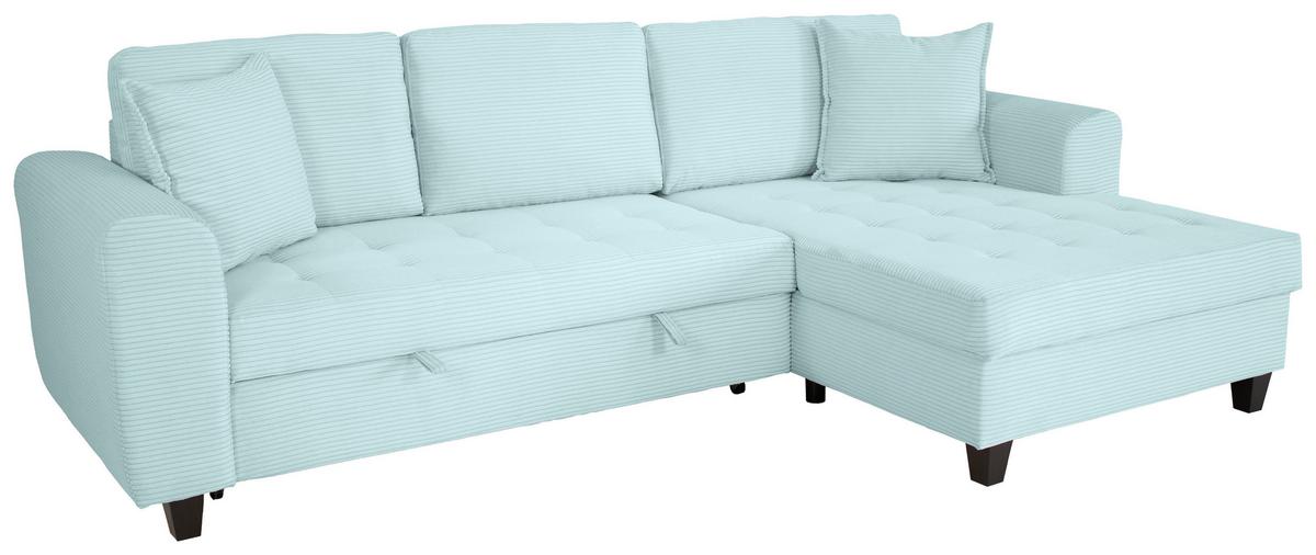 Ecksofa Moritz Graugrün S: ca. 265x155 cm - Salbeigrün, Trend, Textil (265/155cm)