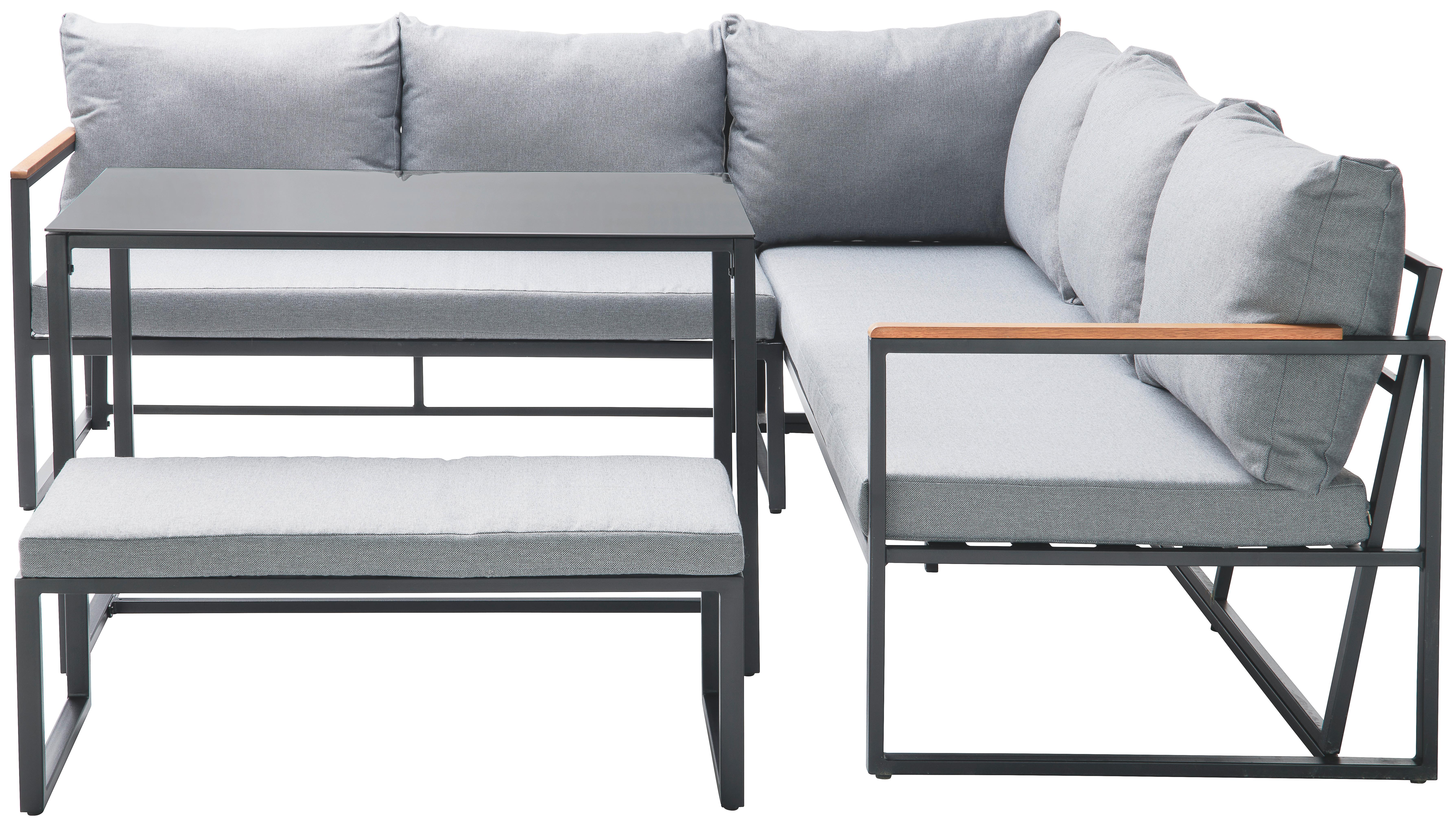 Zahradní Sedací Souprava Kanada - šedá/černá, Moderní, kov/dřevo (206/206cm) - Modern Living