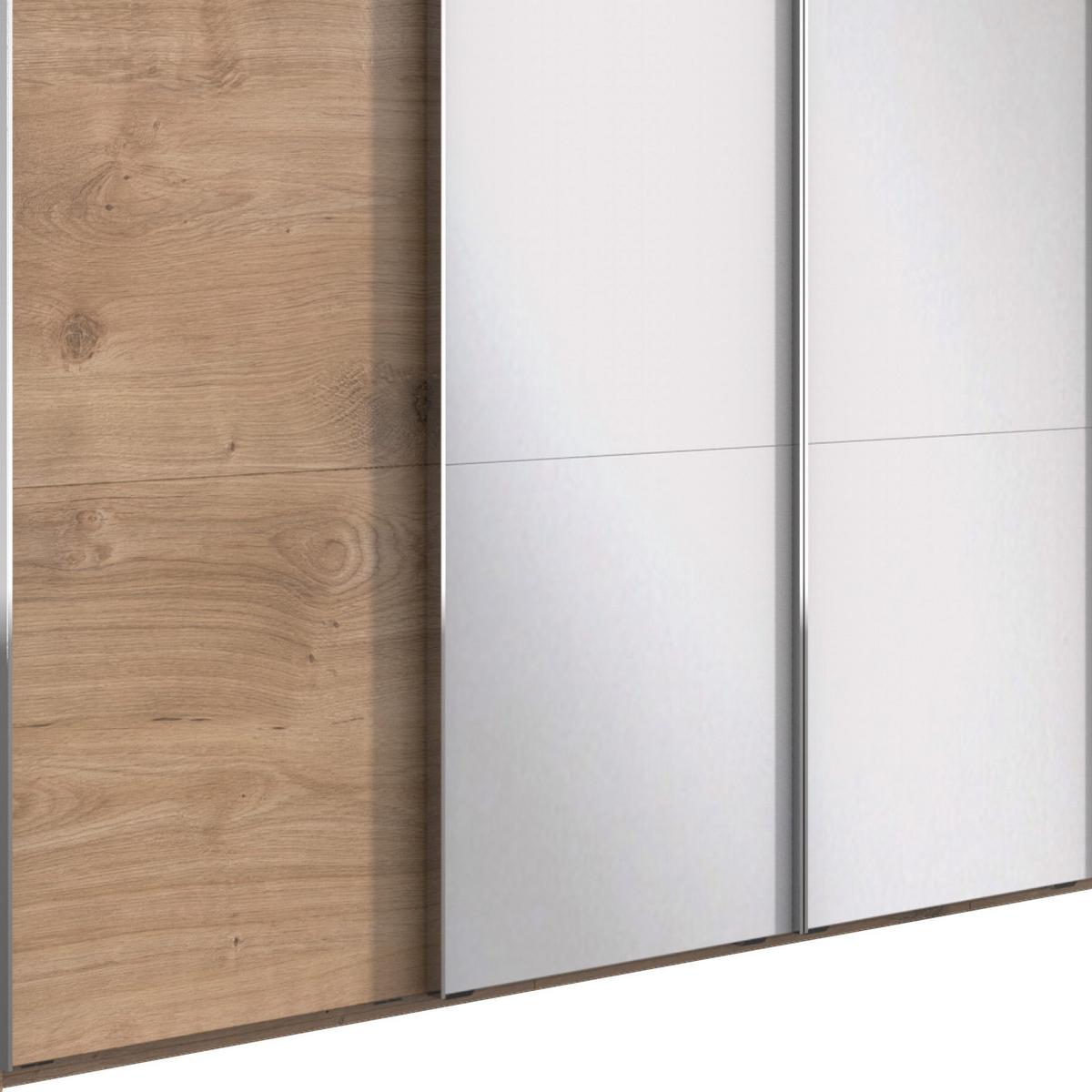 Schwebetürenschrank M. Spiegel 350cm Level 36 A, Eiche - Eichefarben, Basics, Glas/Holzwerkstoff (350/216/65cm) - MID.YOU