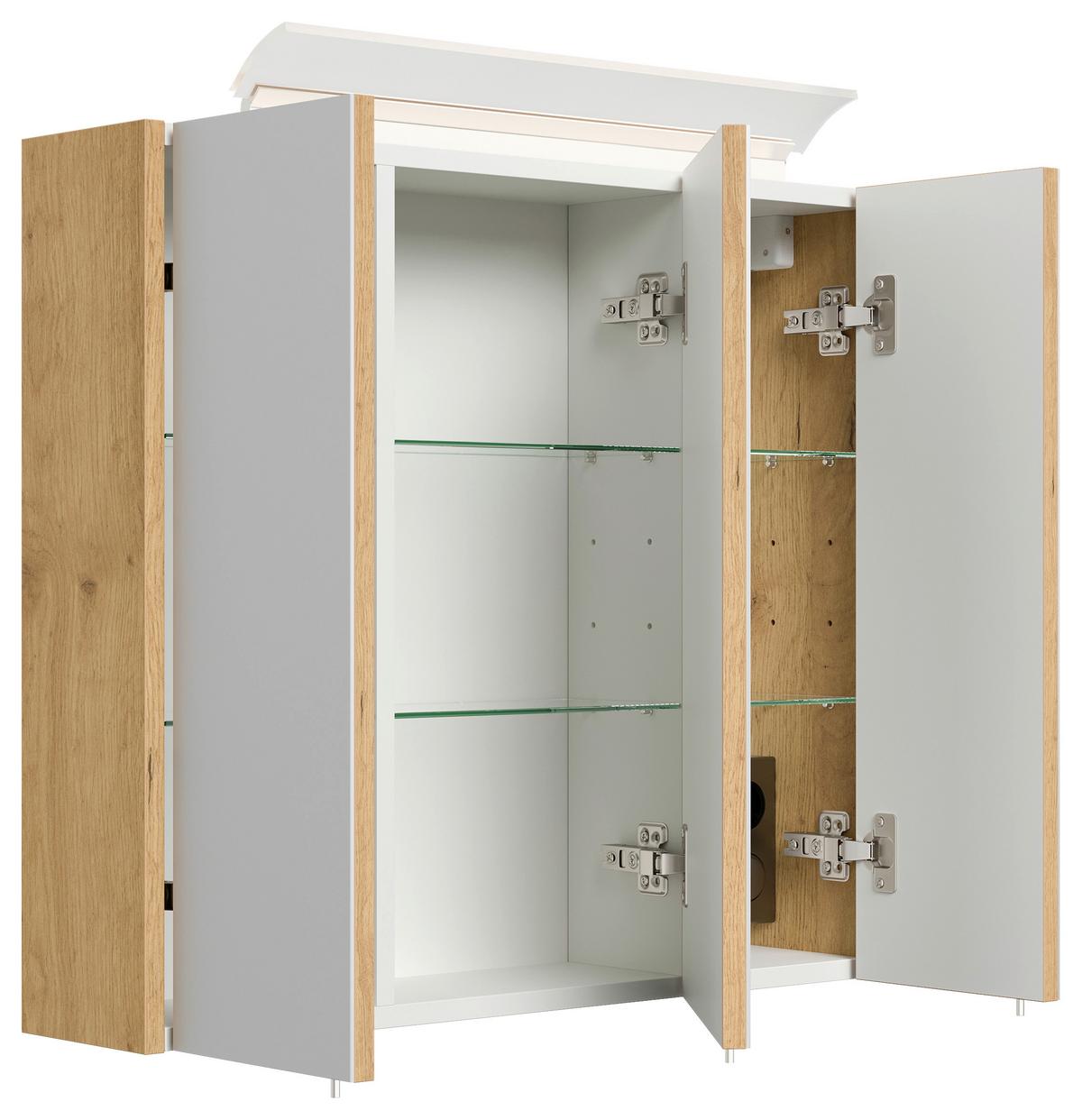 Spiegelschrank Eiche Dekor B: 70 cm - Eichefarben, MODERN, Glas/Holzwerkstoff (70/62/17cm) - MID.YOU