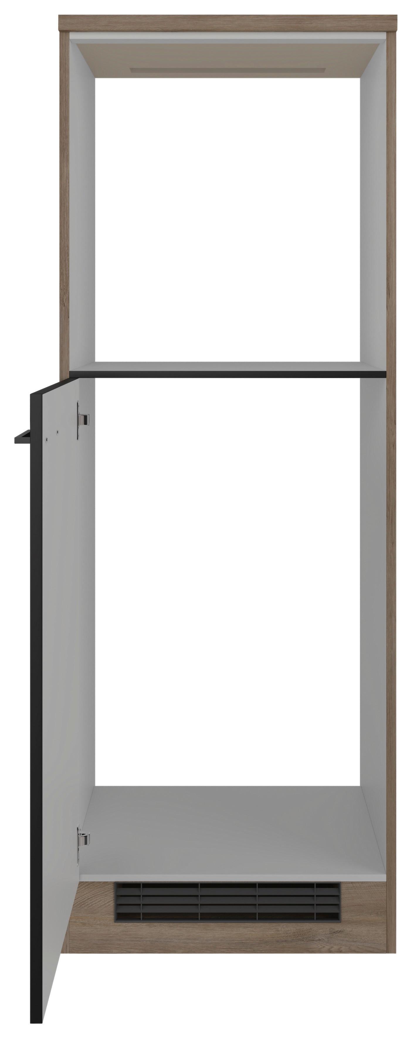 Skrinka na vstavané spotrebiče CAPRI - čierna/farba duba, Konventionell, kov/kompozitné drevo (60/168,5/60cm) - FlexWell