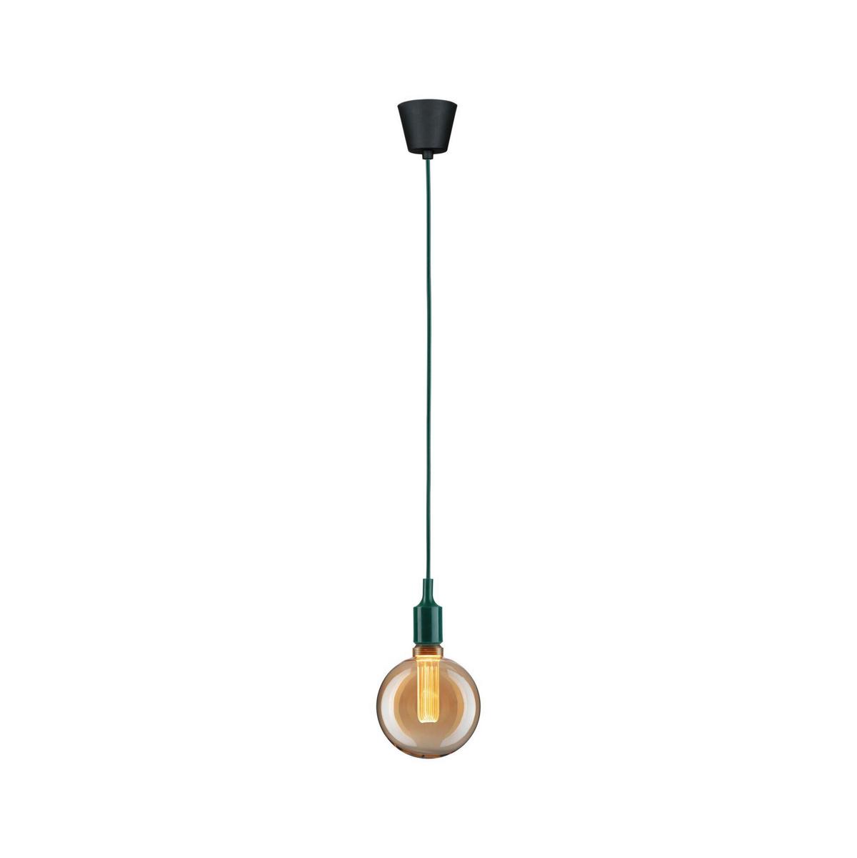 Hängeleuchte Ø 9 cm 1-Flammig - Schwarz/Grün, Basics, Kunststoff/Textil (9,0/218cm) - Paulmann