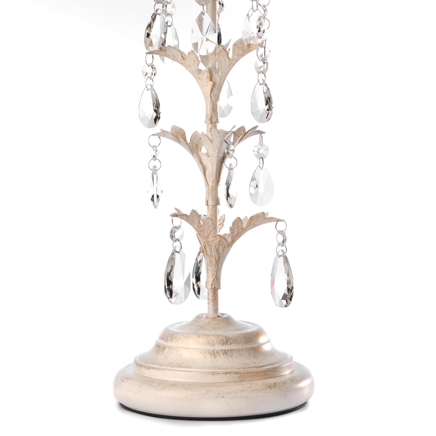 Tischleuchte 4669/Lg - Weiß, Natur, Glas/Textil (35/58cm)