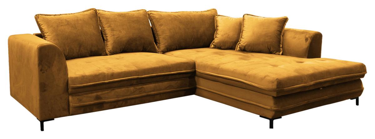 Eckschlafsofa Bello Gelb Mit Schlaffunktion Ottomane Rechts - Gelb/Schwarz, Design, Textil (277/187cm) - Livetastic