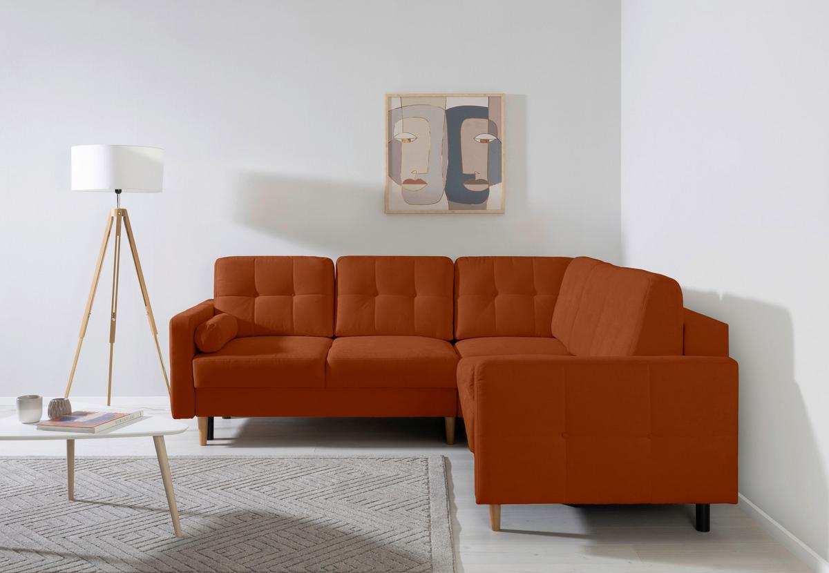 Ecksofa Noret Terracotta S: 242x242 Cm - Buchefarben/Terracotta, Design, Textil (242/242cm) - MID.YOU