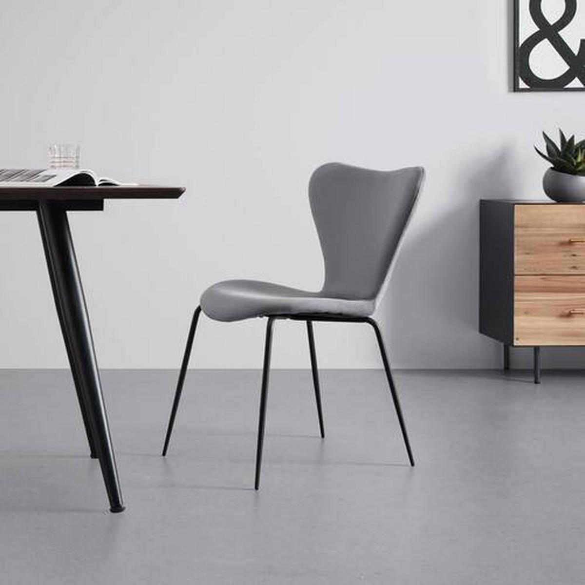 Jídelní židle ALICIA světle šedá - černá/světle šedá, Moderní, kov/dřevo (53/82,5/53cm) - Bessagi Home
