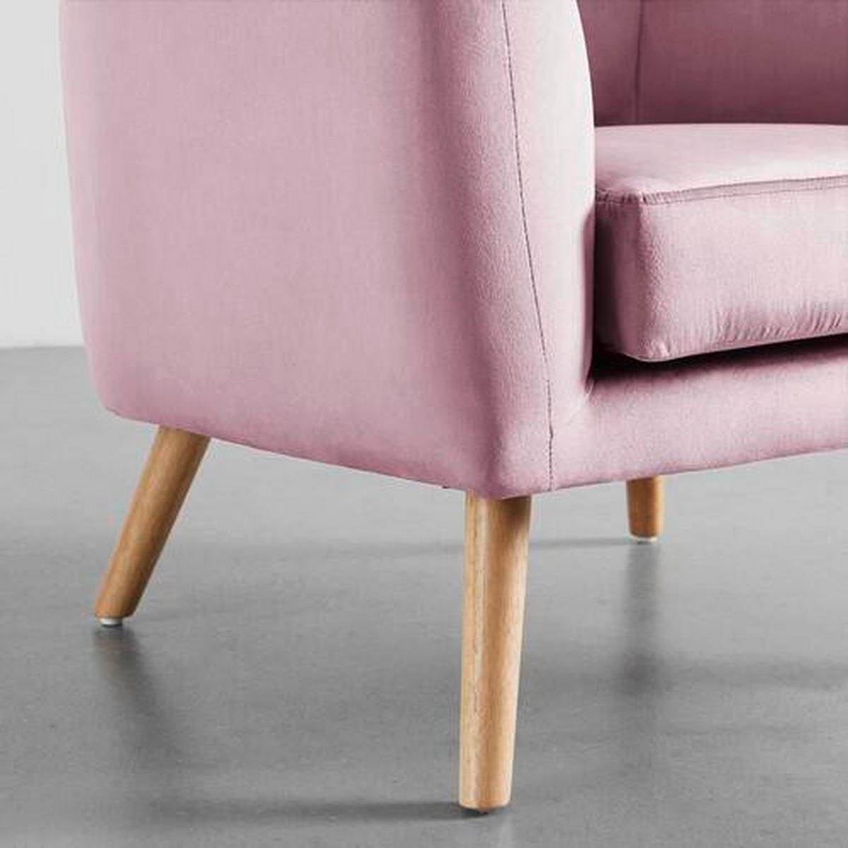 Relaxační křeslo BRUNO, růžový samet - růžová/barvy dubu, Moderní, dřevo/textil (79/69/75cm) - Modern Living