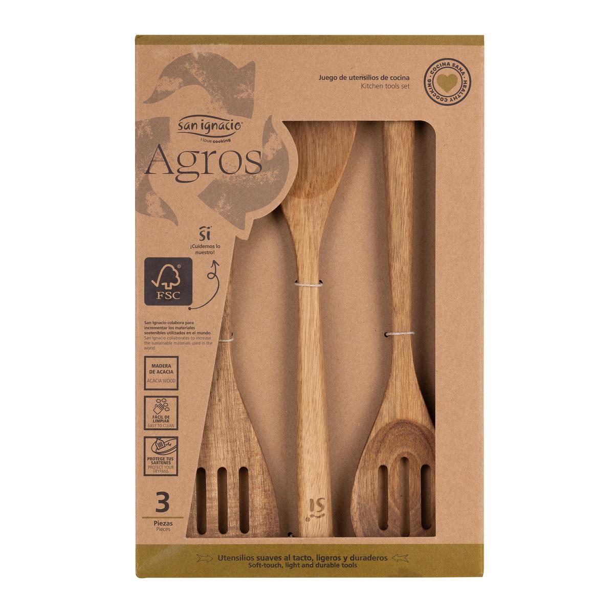 Küchenhelferset Nussbaumfarben 3-Teilig - Nussbaumfarben, Basics, Holz (2.6/21.8/34cm)