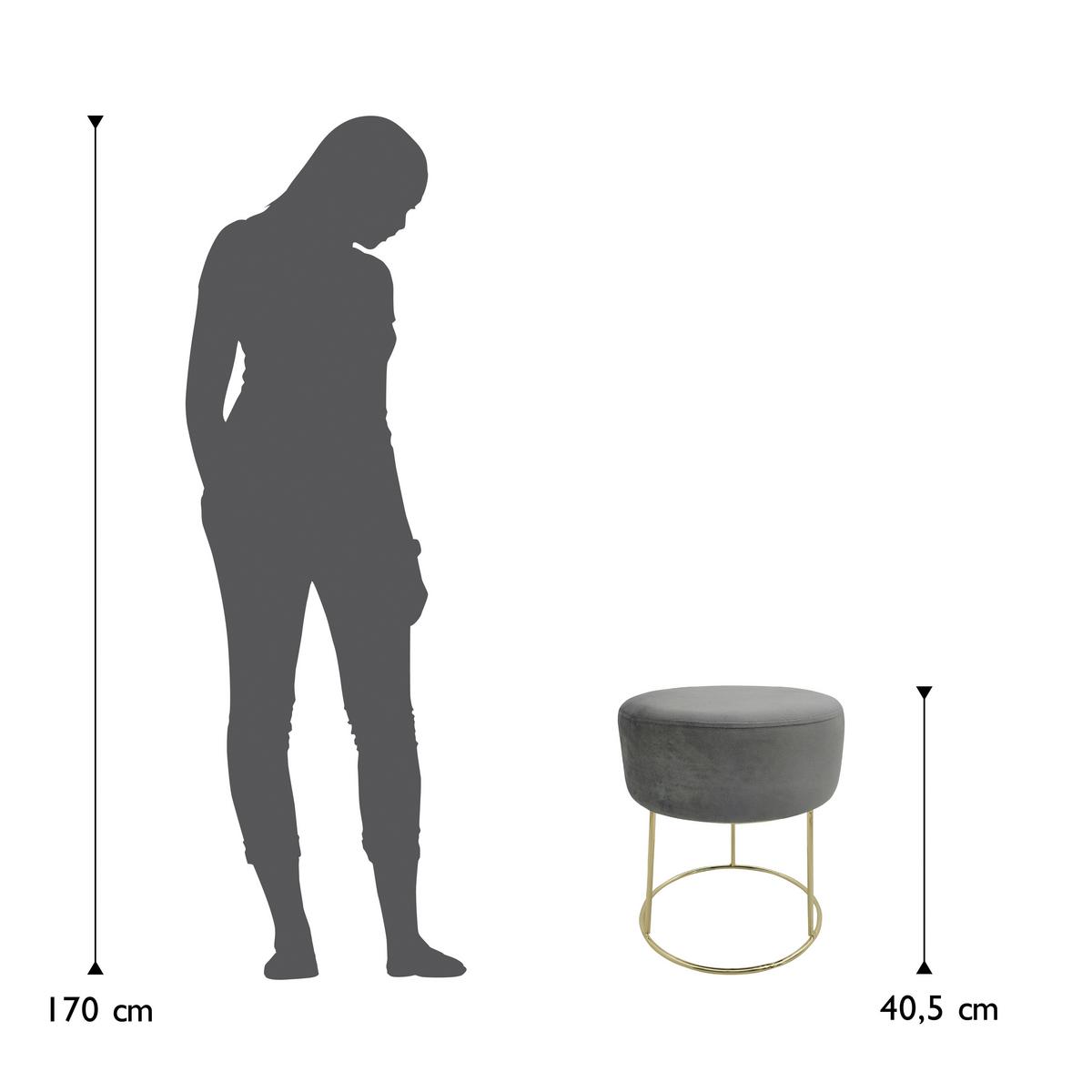 Hocker Marilyn Samt Grau Sitz Gepolstert H: 40,5 cm - Goldfarben/Grau, Design, Textil (35,5/40,5/35,5cm) - Echtwerk