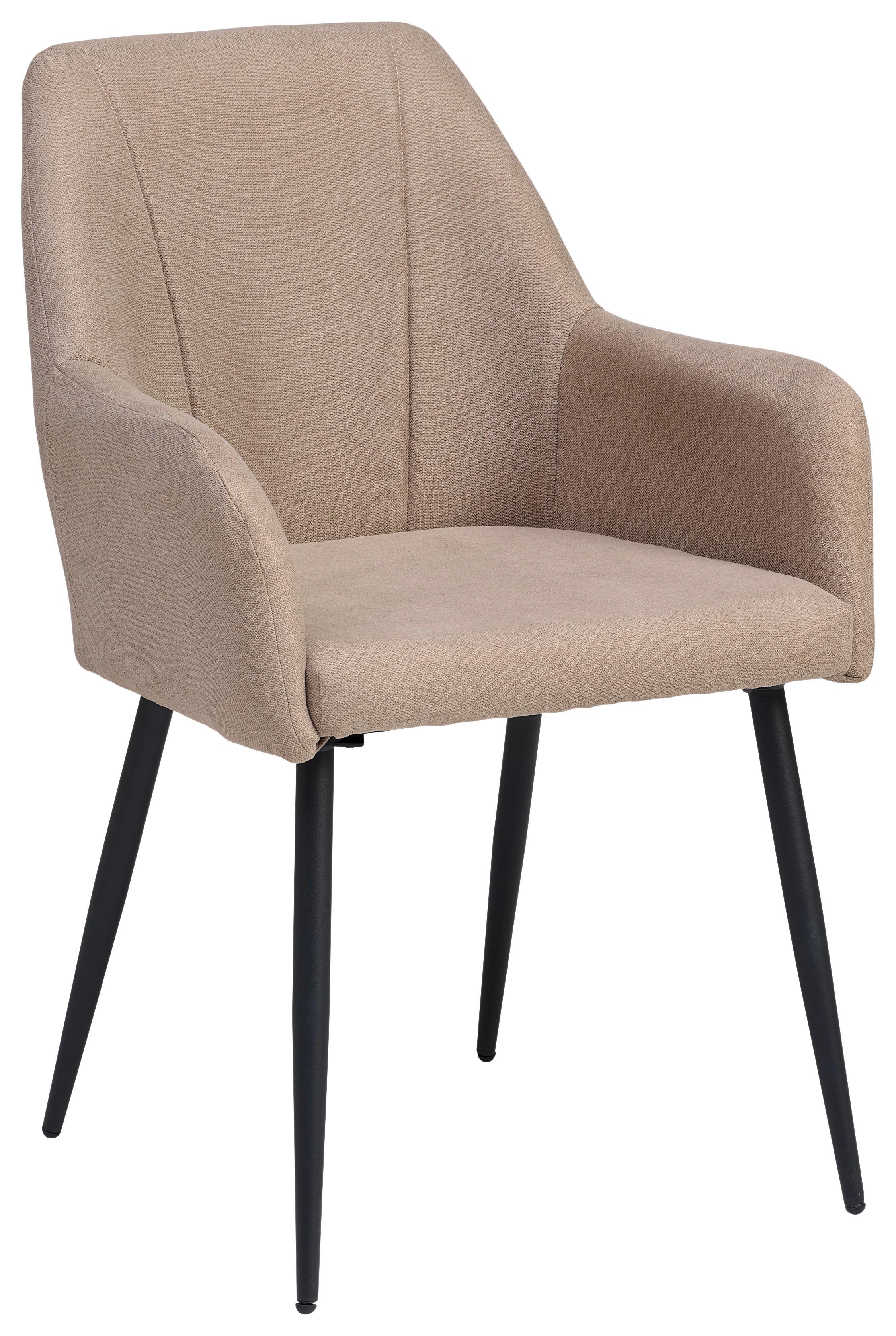 Armlehnstuhl Adelina - Schwarz/Cappuccino, LIFESTYLE, Textil/Metall (56/87/60cm) - MID.YOU
