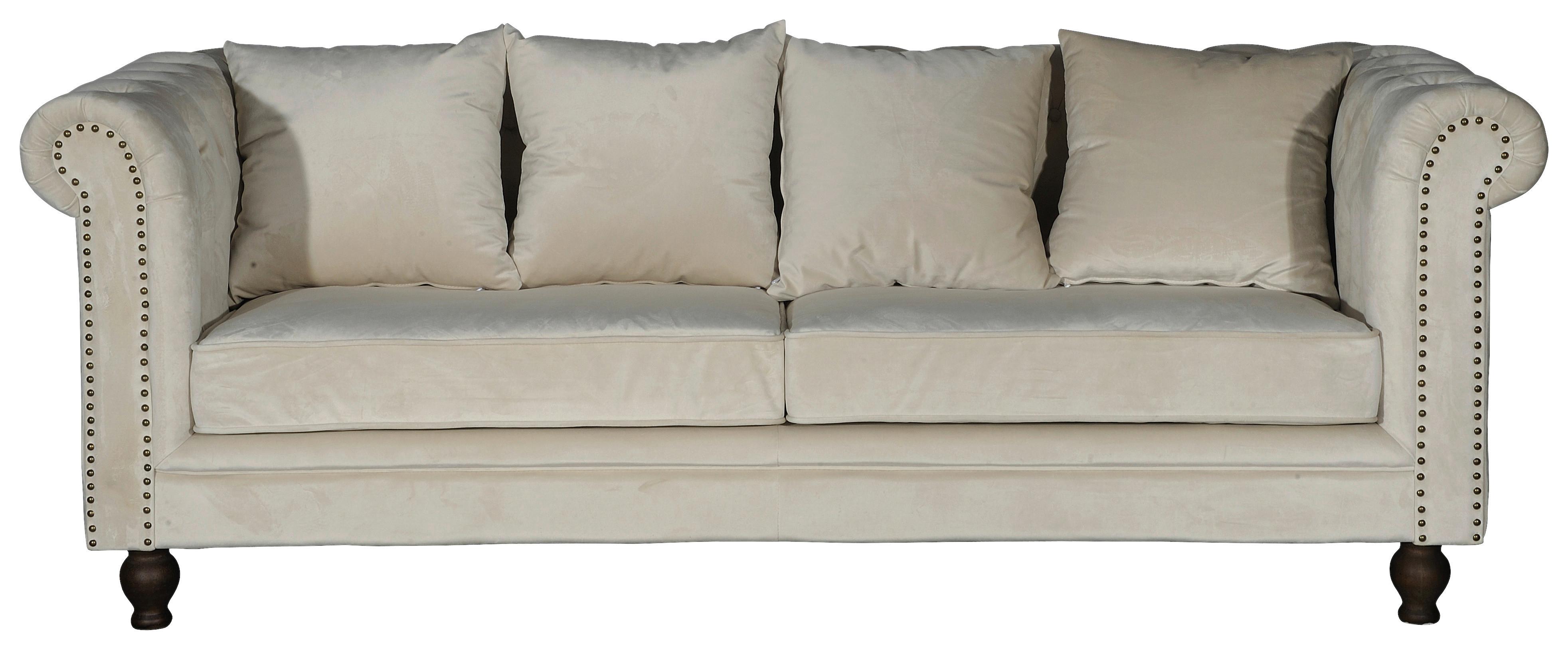 Chesterfield-sofa Velvet - Creme, Design, Textil (217/80/88cm) - Livetastic