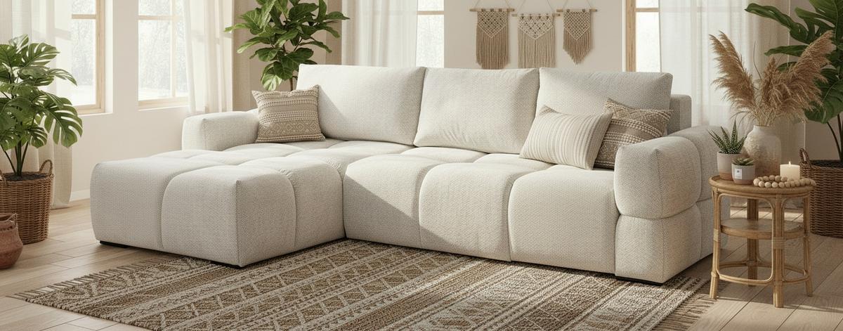 Ecksofa Taremi, Kaschmir S: 173x299 cm - Kaschmir/Schwarz, Design, Textil (173/299cm) - Stylife