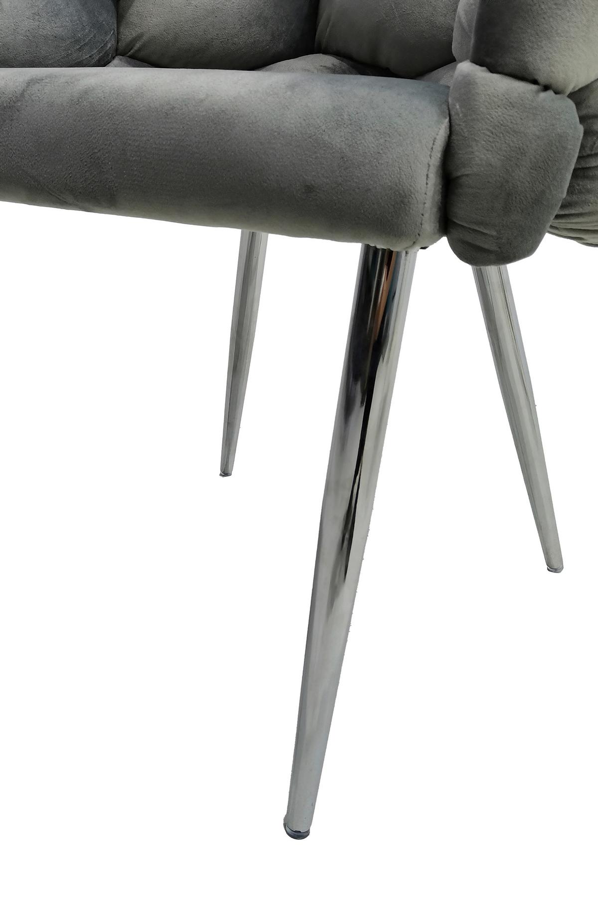 Armlehnstuhl-Set Grace 125 - Silberfarben/Grau, MODERN, Textil/Metall (65/79/61cm) - Kayoom
