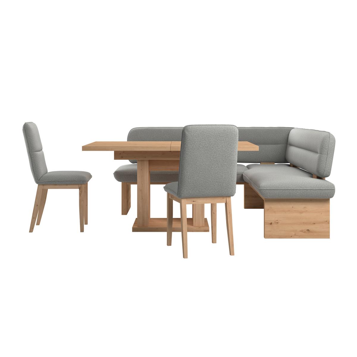 Eckbank Beluna II Webstoff Hellgrau, B: 232cm - Eichefarben/Hellgrau, KONVENTIONELL, Holz/Textil (232/170cm) - James Wood