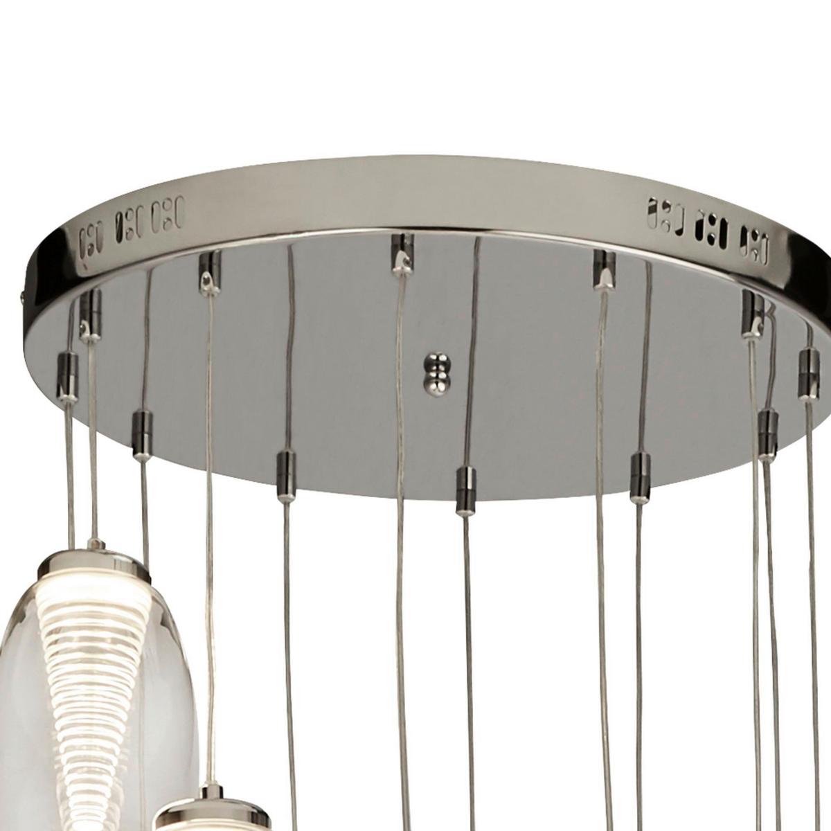 Led Függőlámpa 97291-12cl - krómszínű/átlátszó, Design, üveg/textil (52/200/52cm)