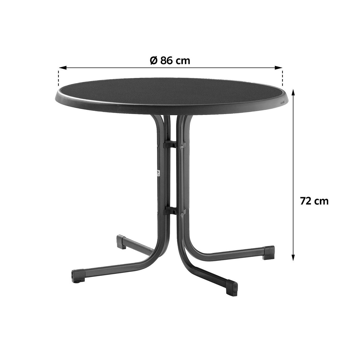 Gartentisch Klappbar Holzwerkstoff/Metall ⌀ 86 cm - Grau, MODERN, Holzwerkstoff/Metall (86/86/72cm) - Sieger
