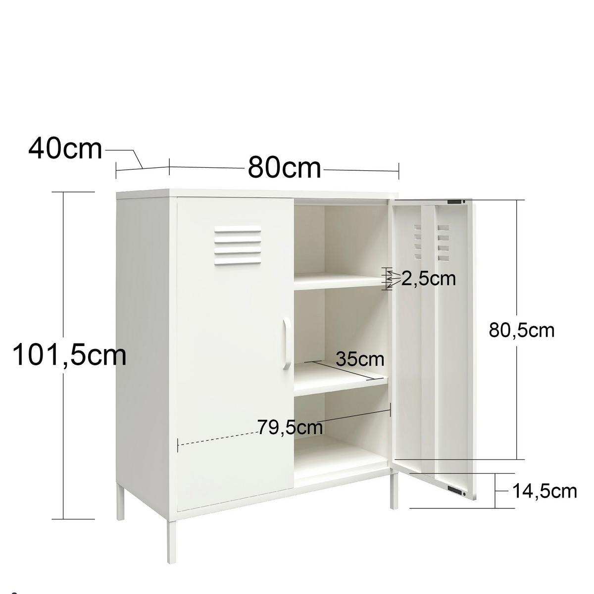 Highboard Mission District Weiß B: 40cm - Weiß, Design, Metall (40/102/80cm) - MID.YOU