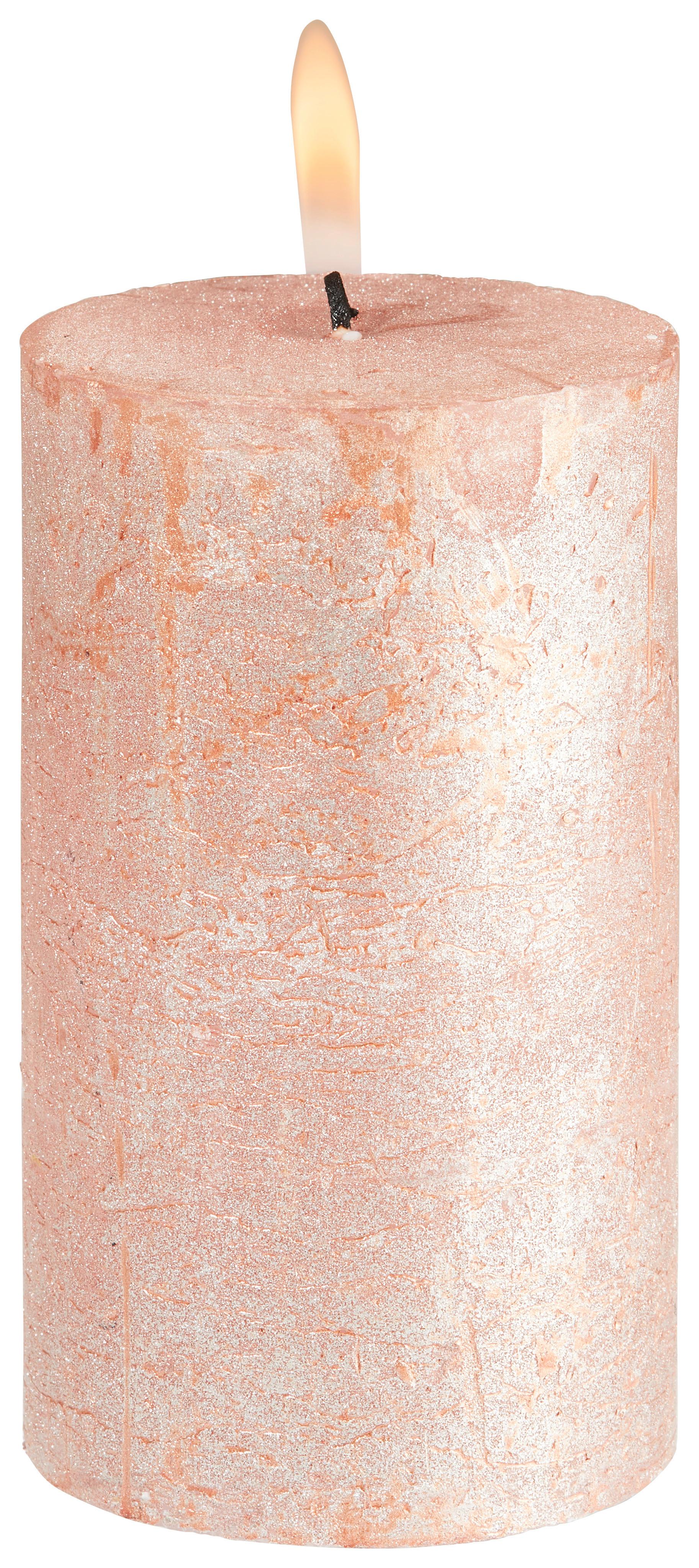 Válcová svíčka Shiny, 6,8/12cm - šedá/měděné barvy (6,8/12cm) - Modern Living