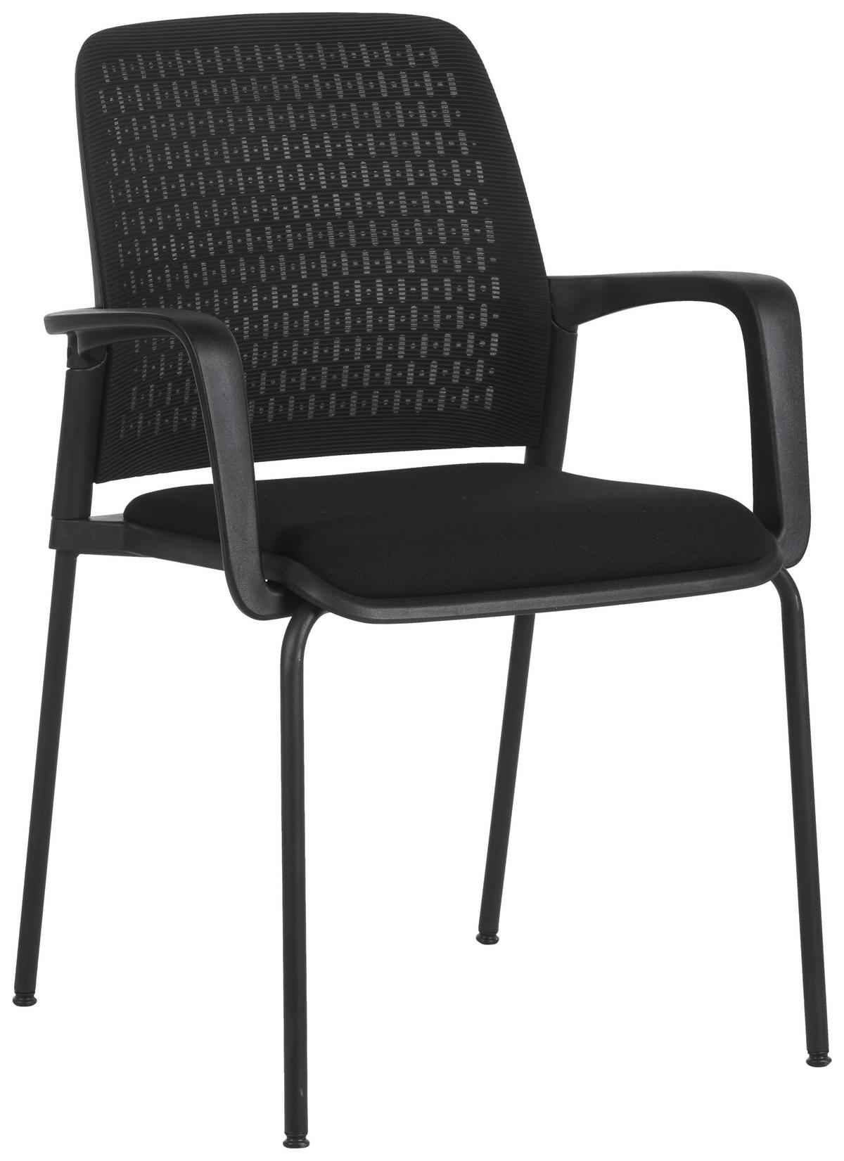 Besucherstuhl Pisa - Schwarz, MODERN, Kunststoff/Textil (60/85/55cm)