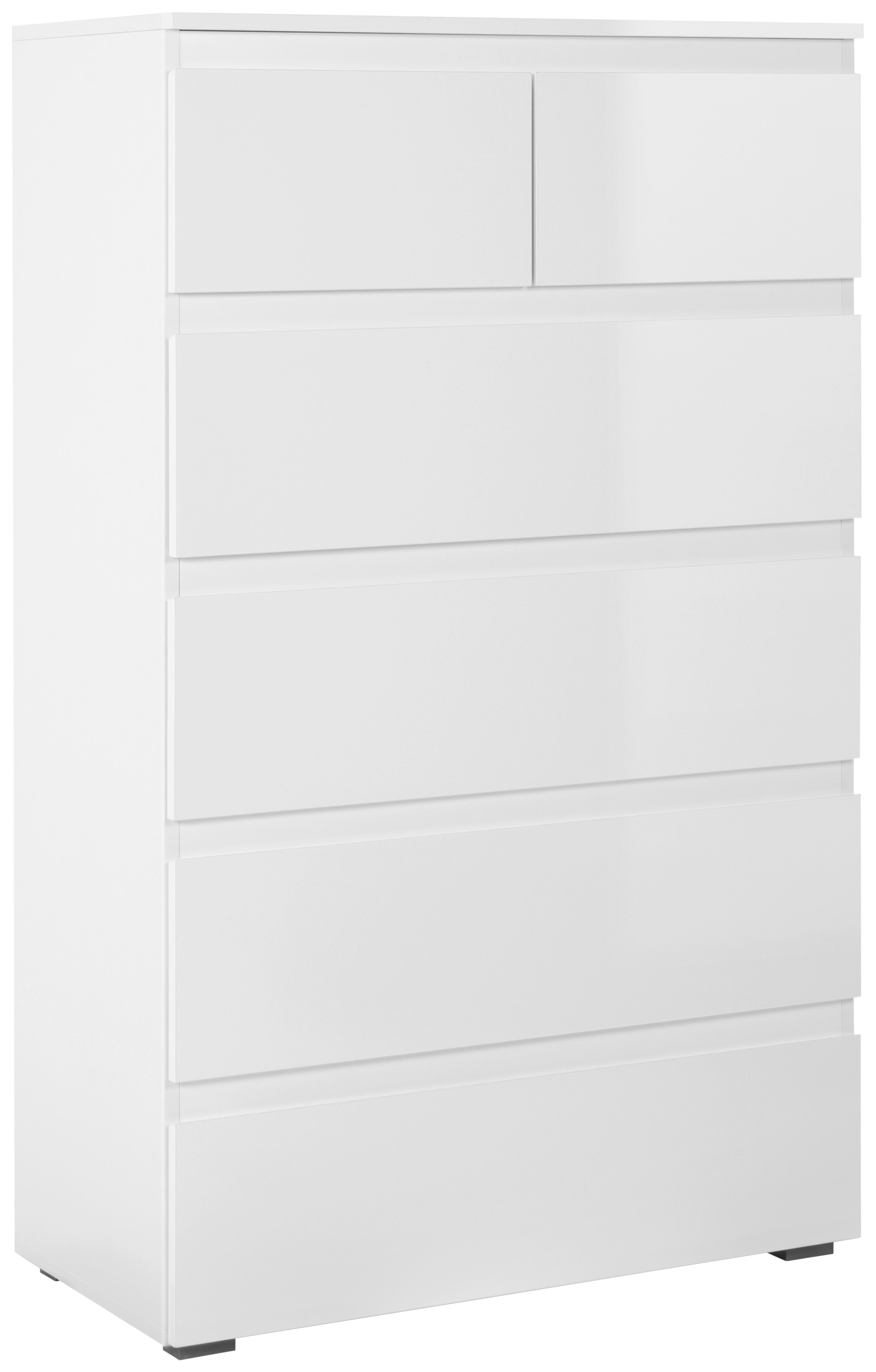 Kommode Capetown Melamin Weiß, B: 80 Cm - Silberfarben, Trend, Holzwerkstoff (80/131,5/40cm)