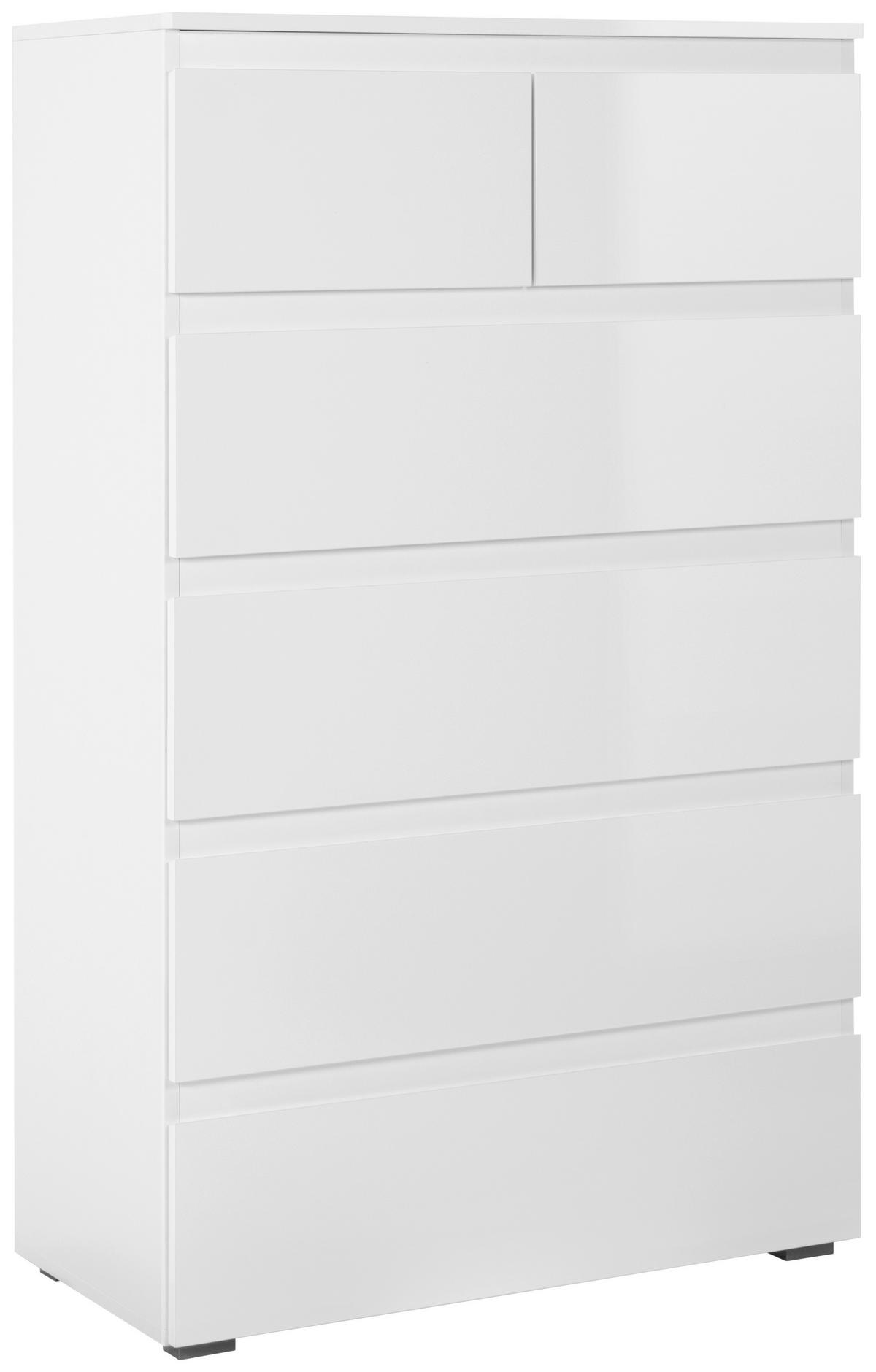 Kommode Capetown Melamin Weiß, B: 80 Cm - Silberfarben, Trend, Holzwerkstoff (80/131,5/40cm)