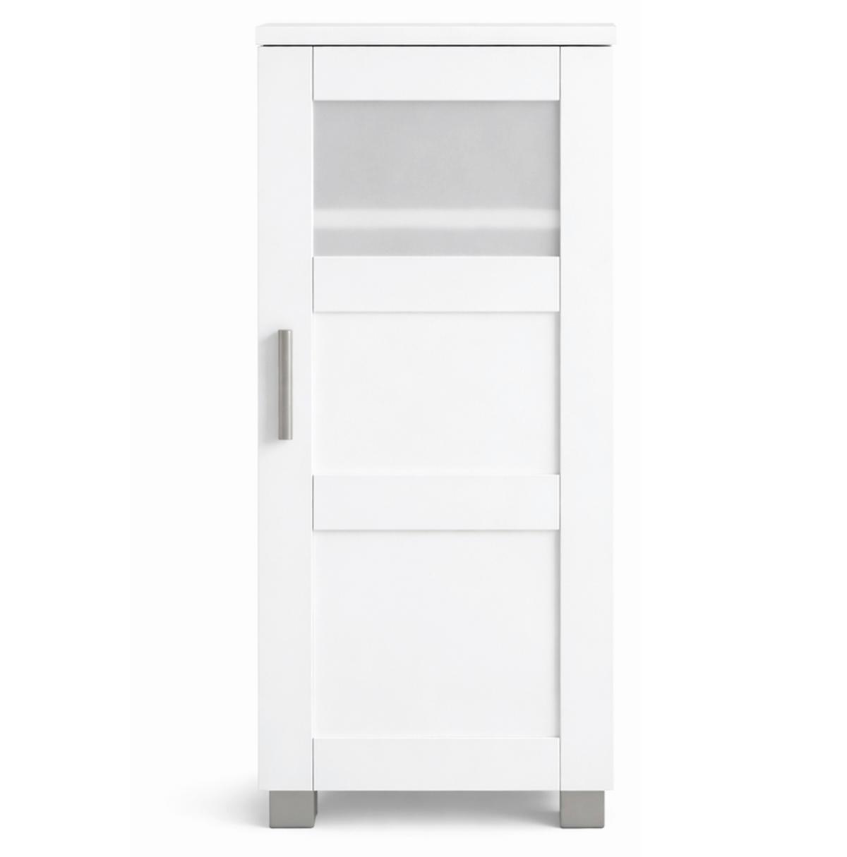MIDISCHRANK Nilari Weiß B: 38cm - Weiß/Grau, Trend, Glas/Holzwerkstoff (38/70/28cm) - MID.YOU