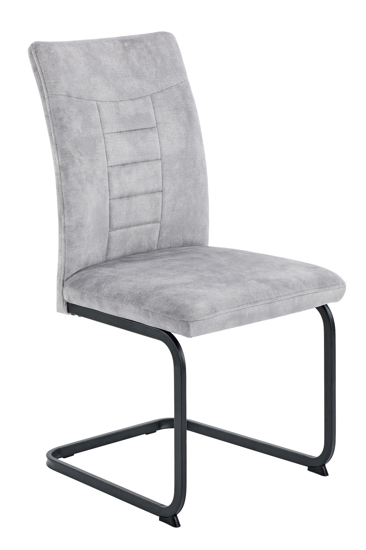 Schwingstuhl-Set Gela S 4er-Set - Silberfarben/Schwarz, MODERN, Textil/Metall (49/98/61cm) - MID.YOU