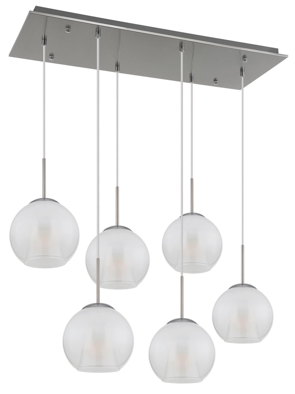 Hängeleuchte Exkl. 6xe27 - Klar/Chromfarben, Basics, Glas/Kunststoff (90/38/120cm) - Globo
