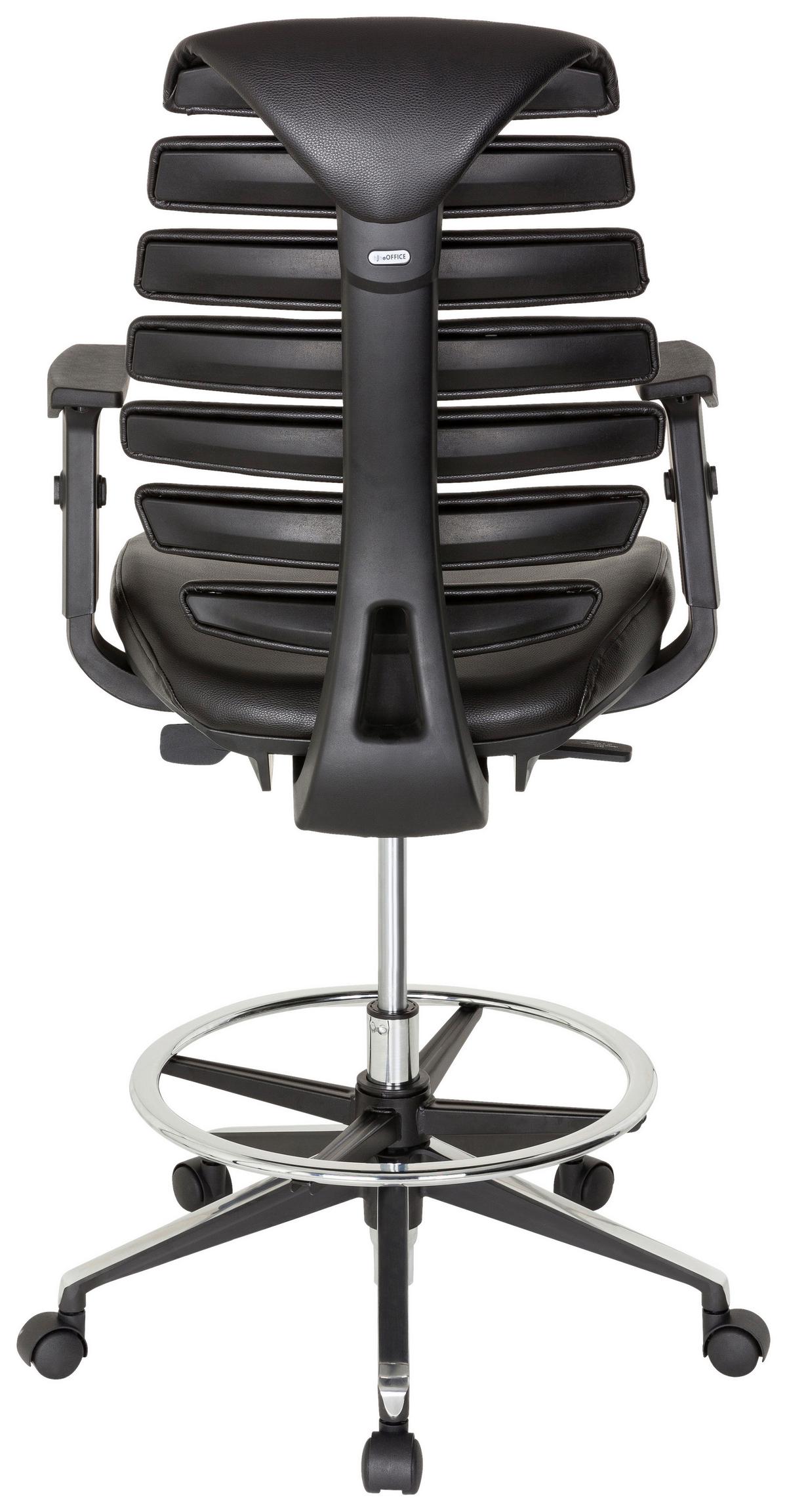 Drehstuhl Ergo Line Ii Work Echtleder Schwarz Bis 120kg - Alufarben/Schwarz, MODERN, Leder/Kunststoff (62/131/65cm) - MID.YOU