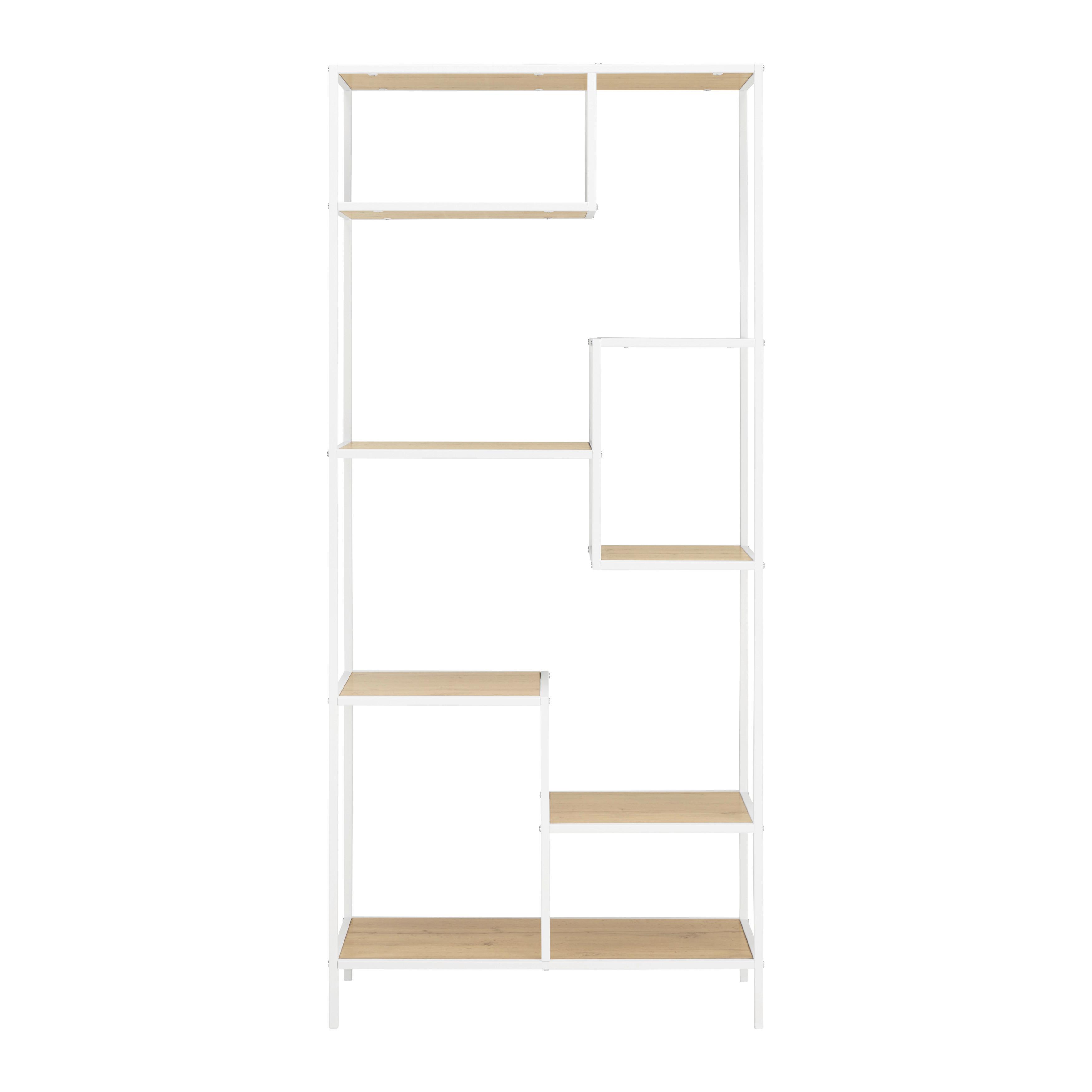 Regál Fiona Šírka 80cm - farby borovice/biela, Moderný, kov/kompozitné drevo (80/180/35cm) - Bessagi Home
