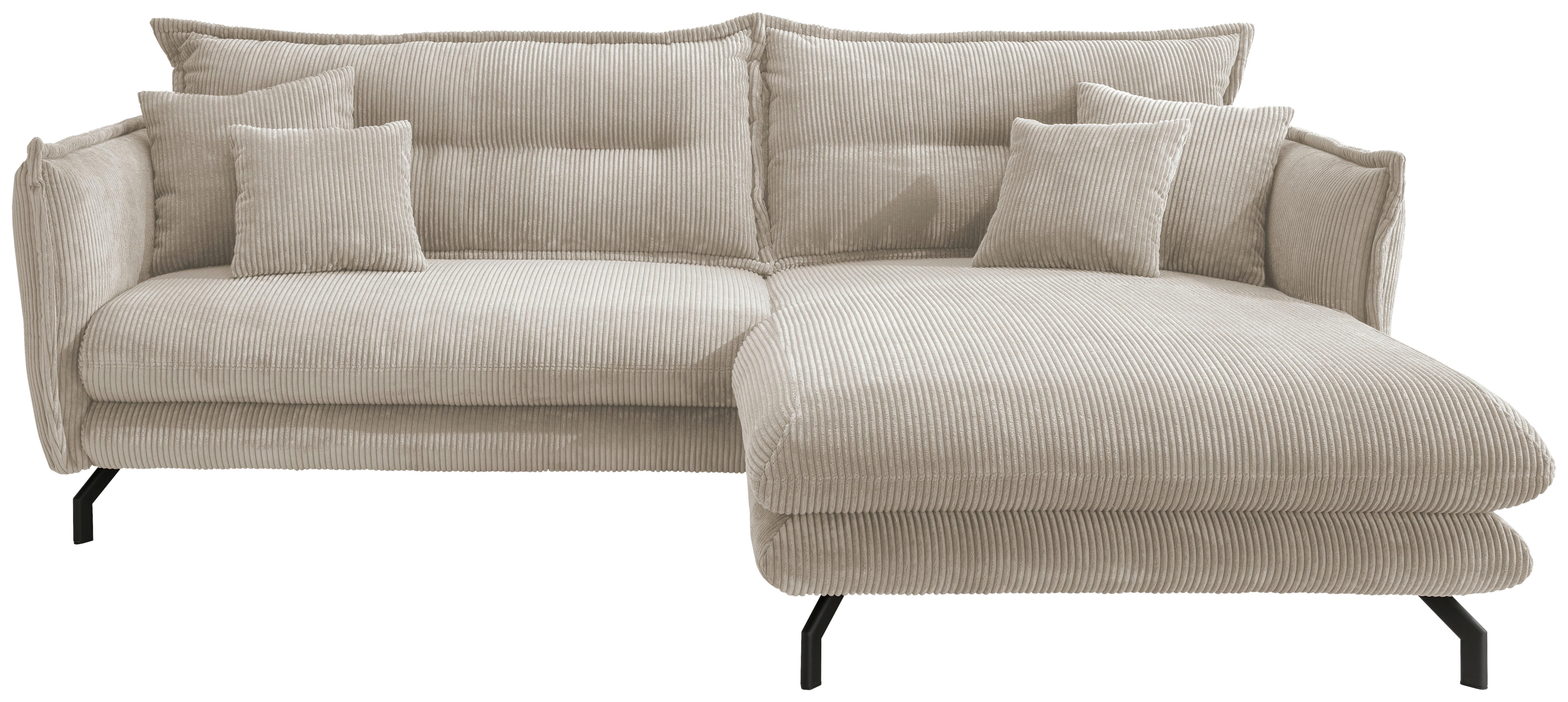 Ecksofa Lava Beige S: 255/180 cm - Beige/Schwarz, MODERN, Textil (255/180cm) - Livetastic