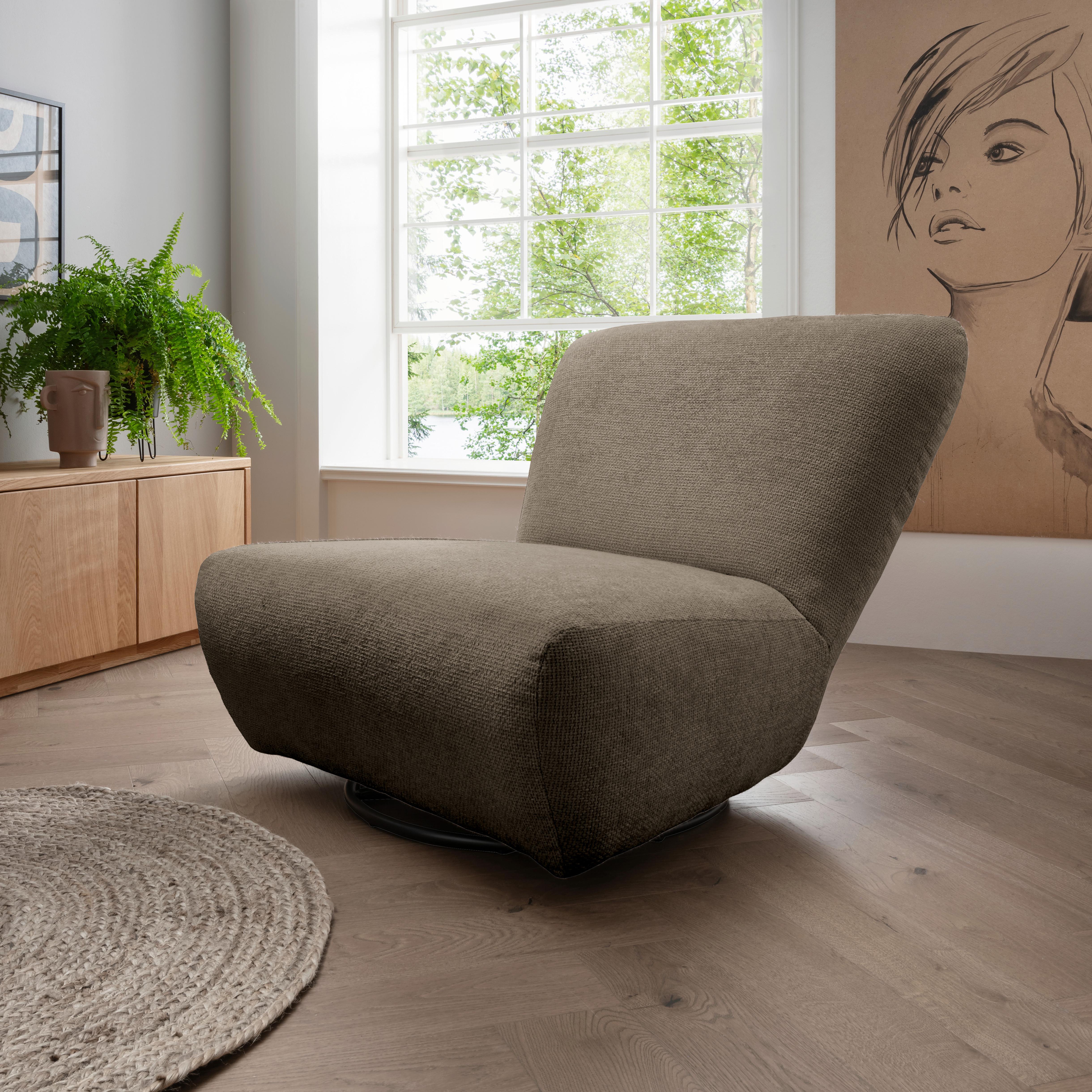 XXL-Sessel Cremallo Cappuccino Wippfunktion, drehbar, B: 95cm - Schwarz/Cappuccino, Trend, Textil (95/77/94cm) - Livetastic