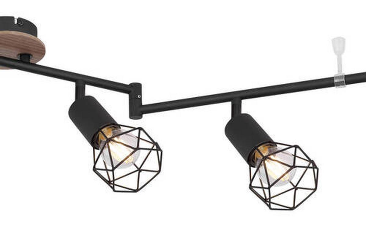 Strahler 6-flammig Verstellbar L: 116 Cm - Schwarz/Braun, Basics, Holz/Metall (116/10/24,5cm) - Globo