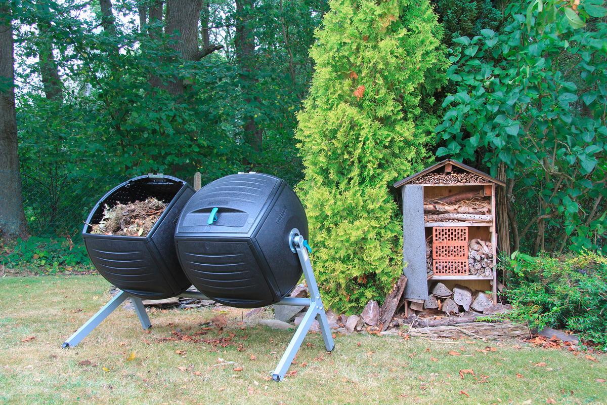 Komposter Kompost-Zwilling 380 L - Schwarz, Basics, Kunststoff (148/111/80cm)