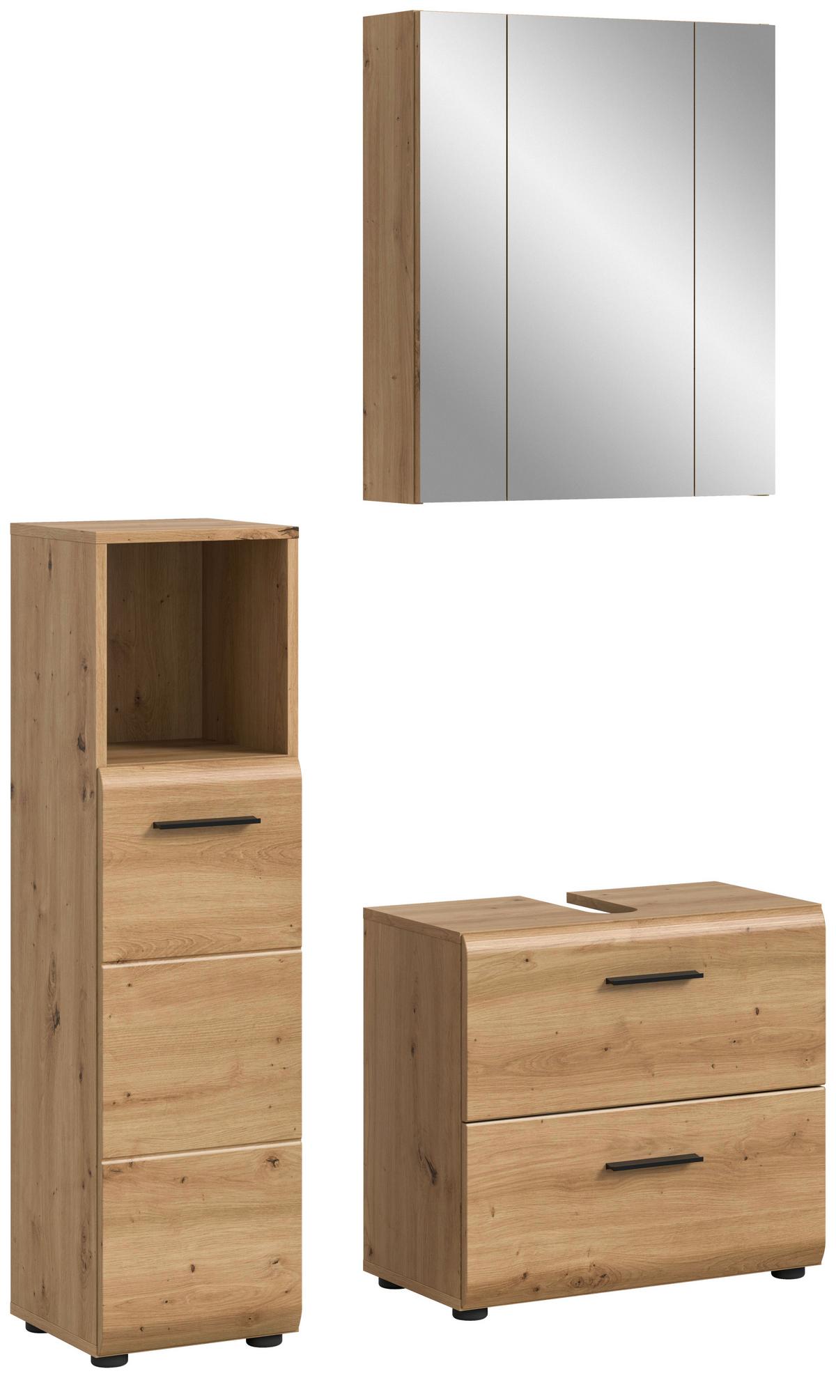 Badezimmer Ice Eiche Artisan Dekor B: 90cm - Schwarz/Eiche Artisan, Basics, Holzwerkstoff (90cm) - MID.YOU