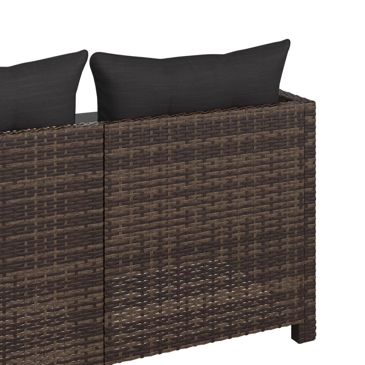 Loungegarnitur 3-Tlg. Vegas Polyrattan/Stahl mit Kissen - Graubraun/Schwarz, MODERN, Glas/Kunststoff - Luca Bessoni