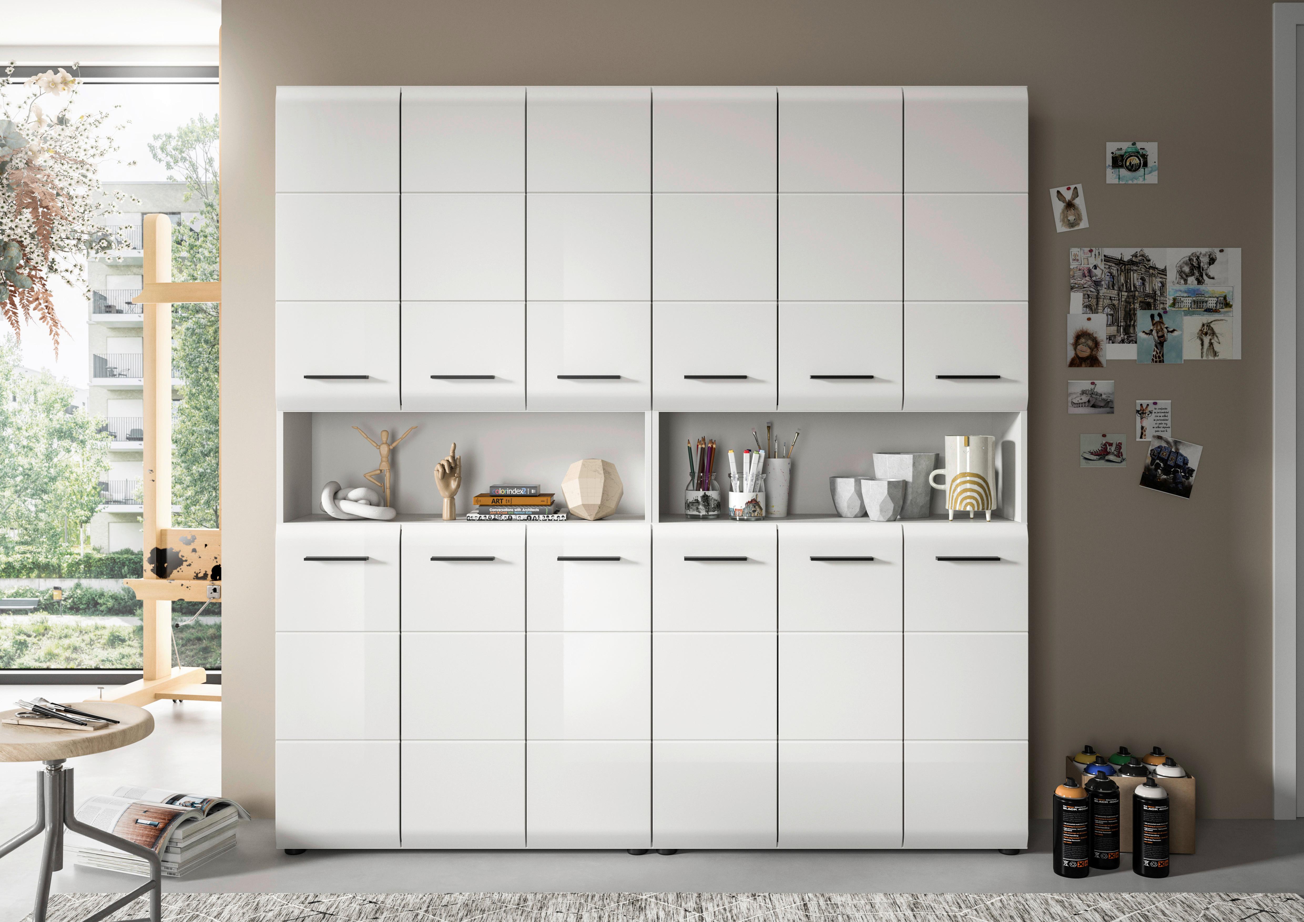 Hochschrank Ice Weiß/Weiß Hg B: 180 cm