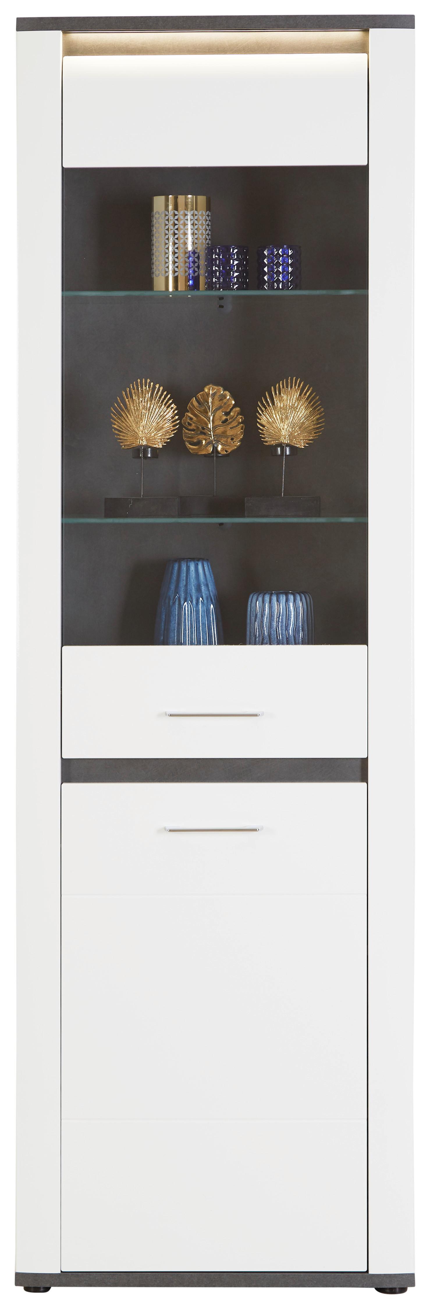 Vitrína Alassio - bílá/černá, Moderní, kov/kompozitní dřevo (61,7/200/37,5cm) - Luca Bessoni