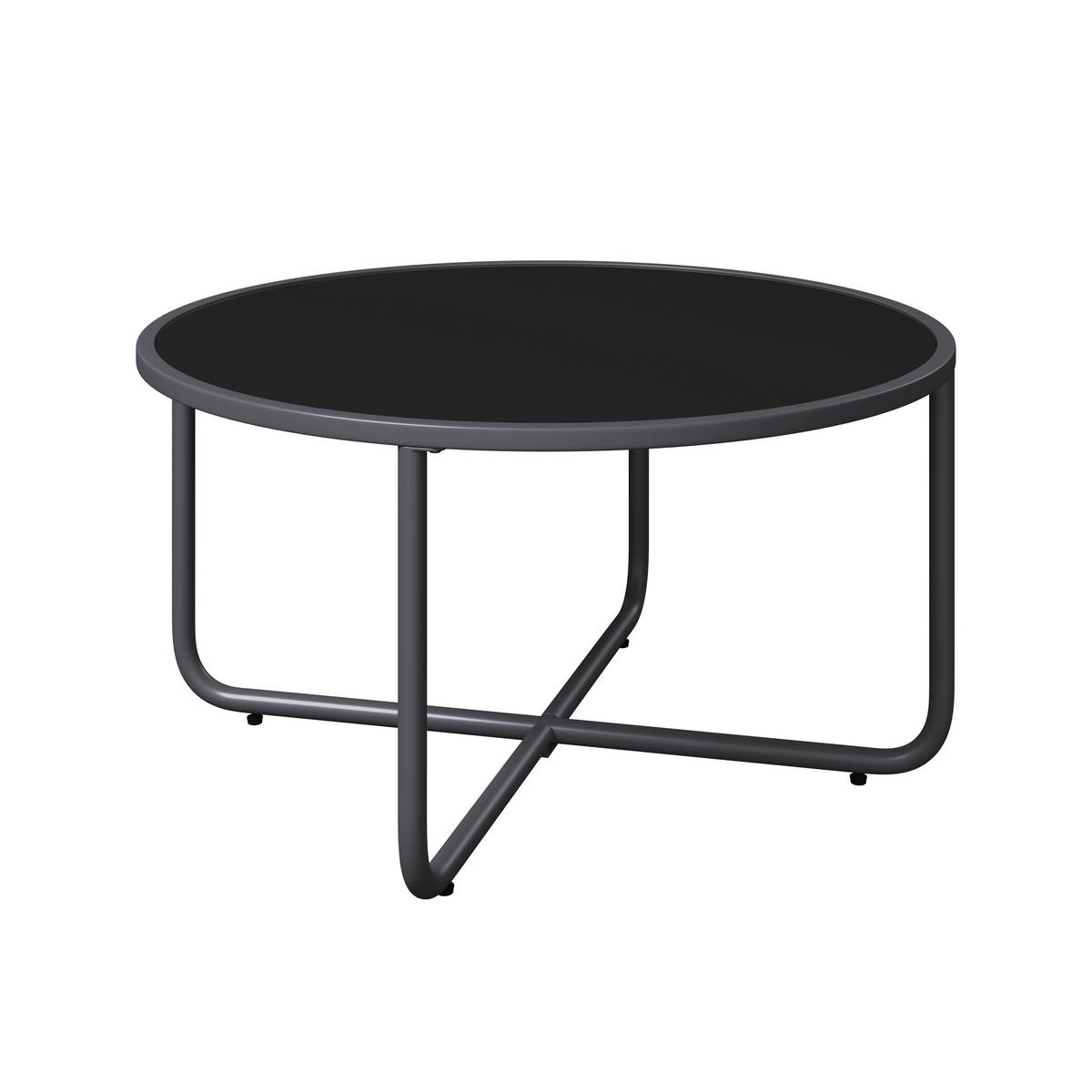 Loungegarnitur Bastia - Schwarz/Grau, MODERN, Glas/Holz (135/263cm) - Beldano