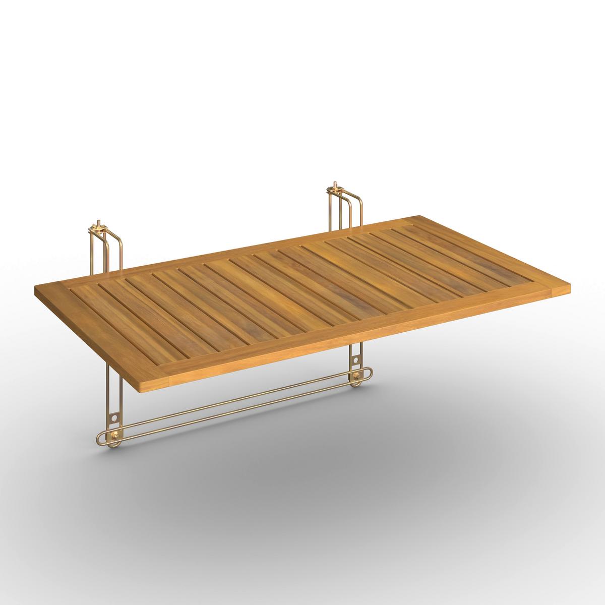 STOLEK NA BALKÓN HELENA - barvy stříbra/barvy akácie, Moderní, kov/dřevo (75/35/45cm) - Bessagi Garden